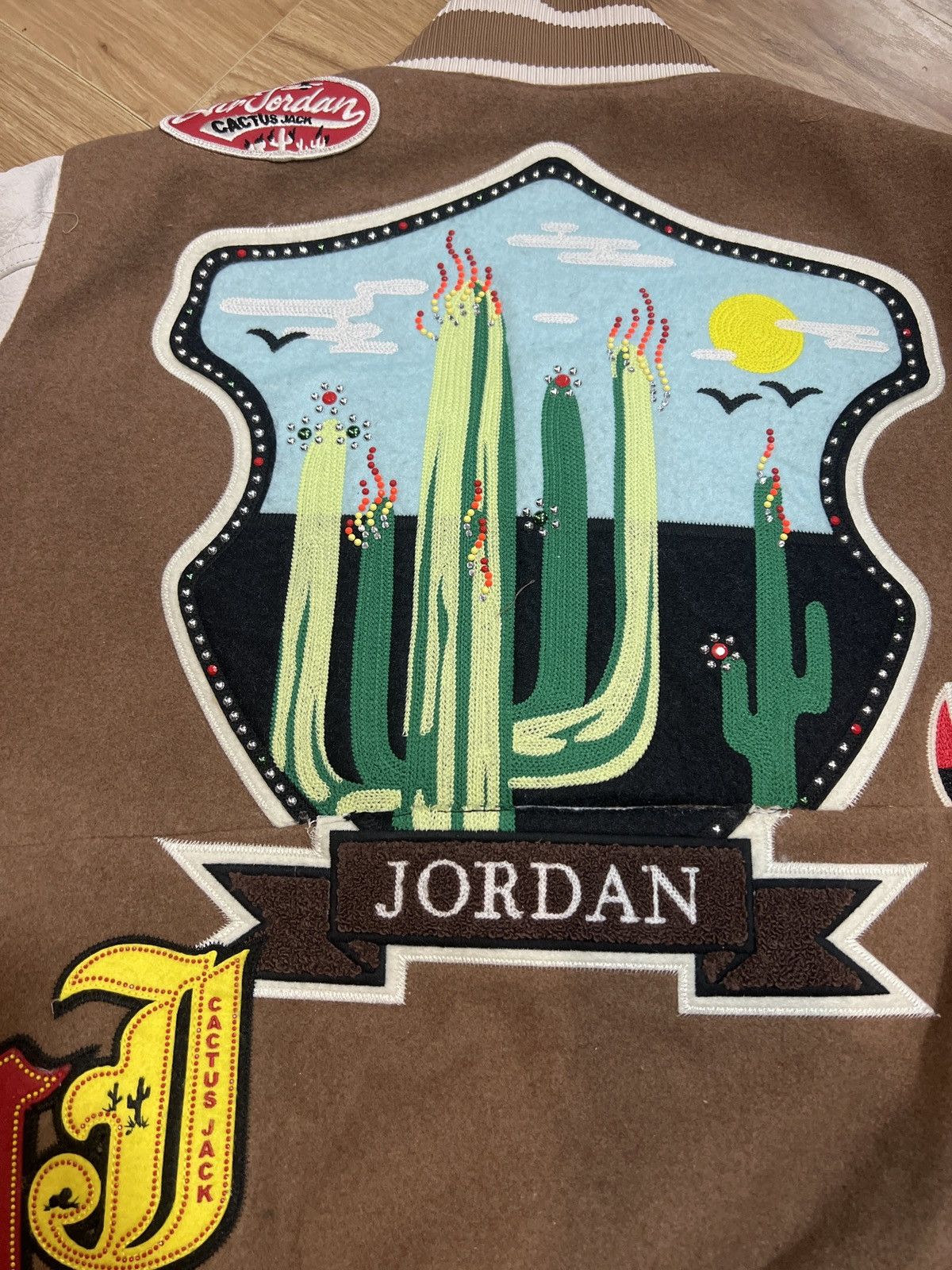 Jordan Brand × Travis Scott 🌵Air Jordan x Travis Scott Varsity Jacket 'Antique Brown' Size US M / EU 48-50 / 2 - 6 Thumbnail