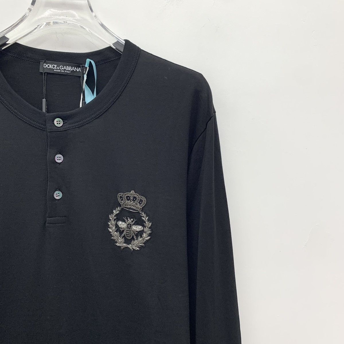 Dolce & Gabbana Dolce & Gabbana Crown Bee Studded Long Sleeve T-shirt K26WX Size US M / EU 48-50 / 2 - 3 Thumbnail