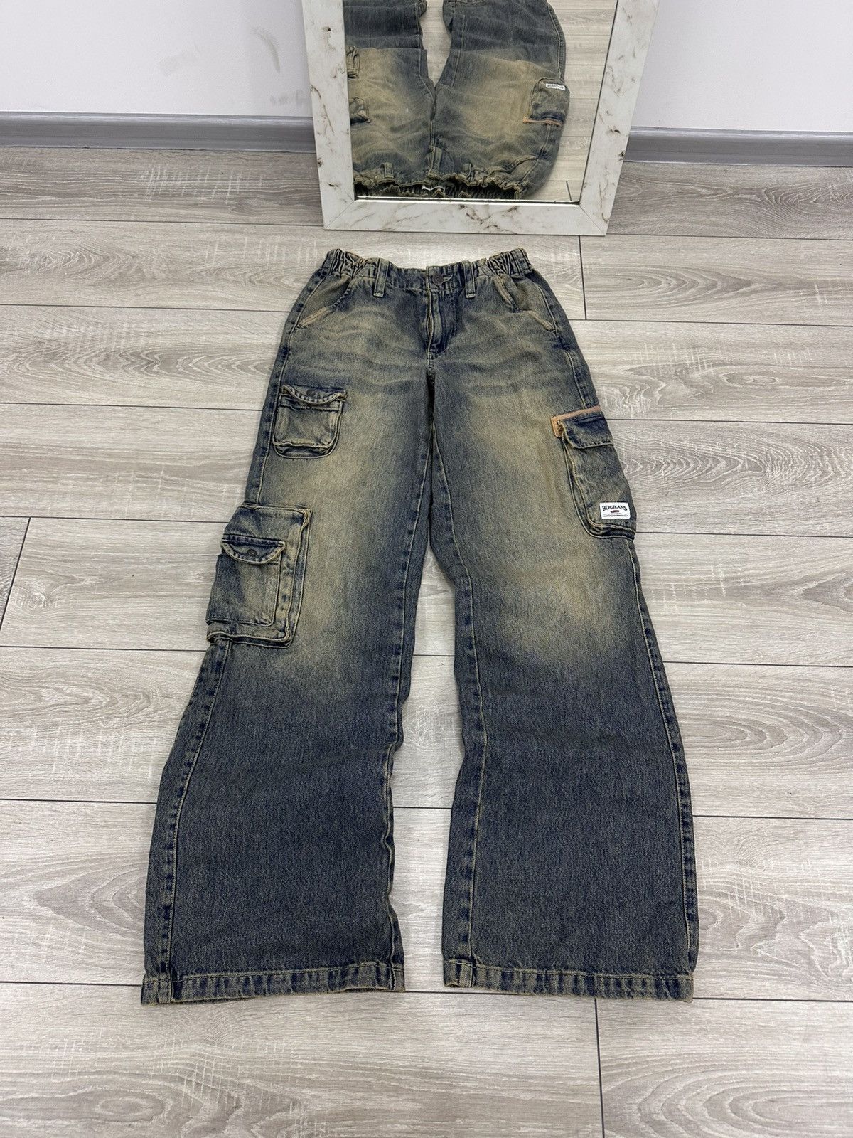 Japanese Brand Baggy Washed Y2K Flared BDG Cargo Pants Size US 30 / EU 46 - 2 Thumbnail