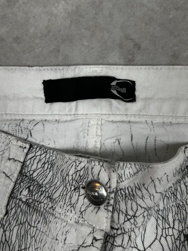 Just Cavalli 2000s Cavalli Earthquake Cracked White Print Pants Size US 30 / EU 46 - 8 Thumbnail