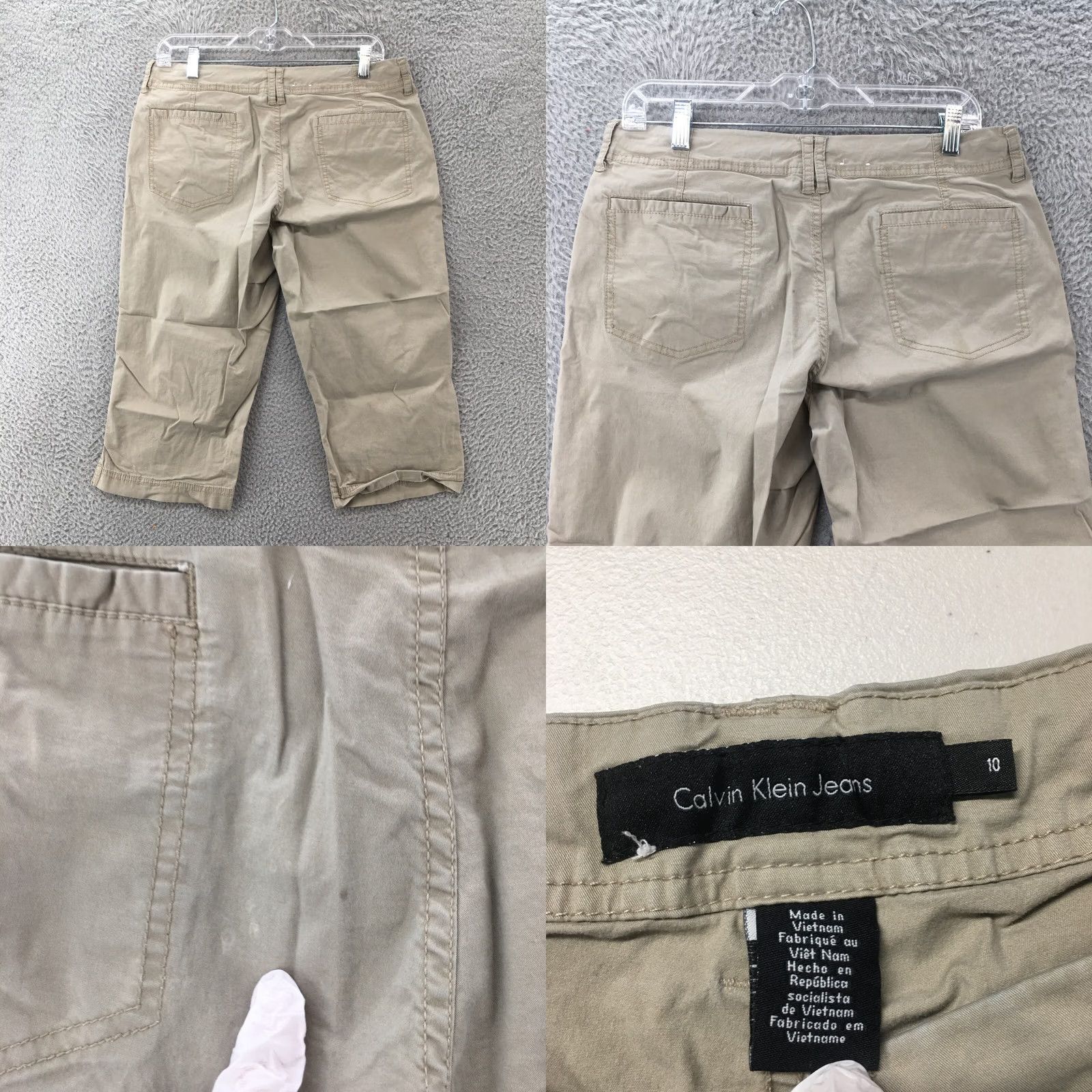 Calvin Klein Calvin Klein Jeans Capri Pants Womens 10 Beige Flat Front Zip Fly Drawstring Capris Casual Modern Womens 10 Beige Capri Pants Calvin Klein Jeans Size 32" / US 10 / IT 46 - 9 Thumbnail