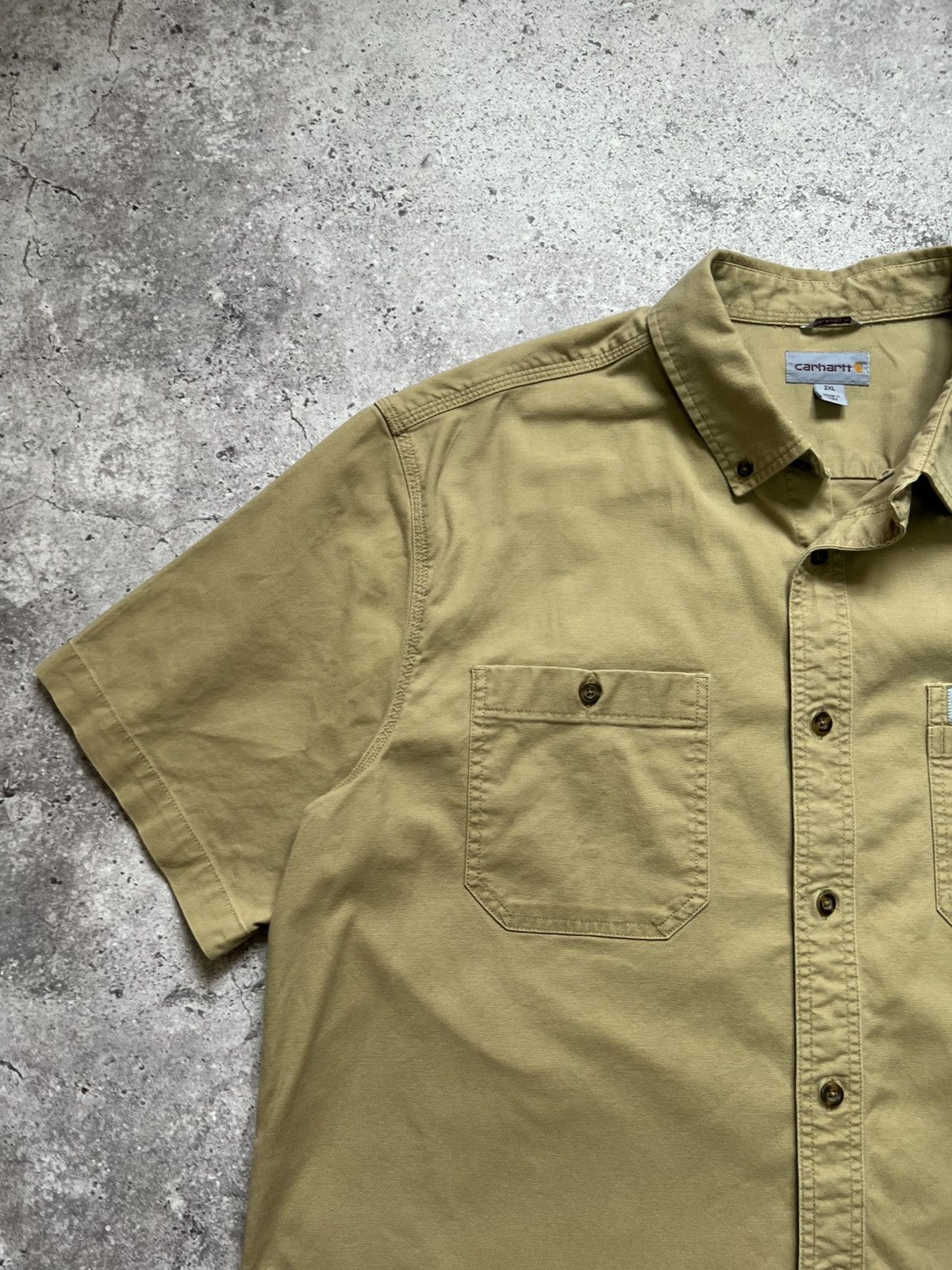 Carhartt × Vintage Vintage Carhartt Work Shirt Short Sleeve Beige Mens Size US XXL / EU 58 / 5 - 4 Thumbnail