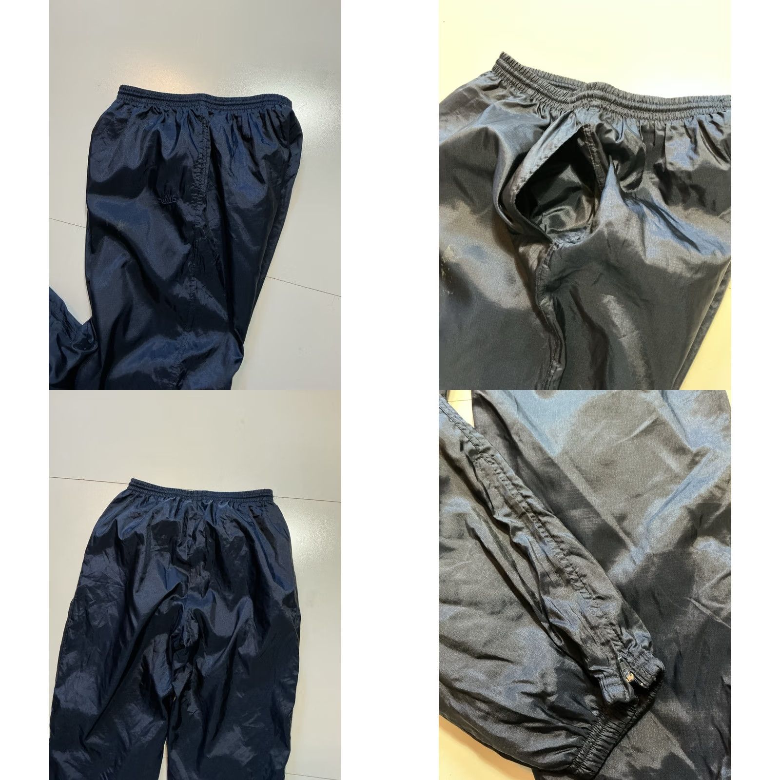 Nike VINTAGE Nike Windbreaker Nylon Track Pants Swoosh Navy Blue Lined 90s Mens L Size US 33 - 8 Thumbnail