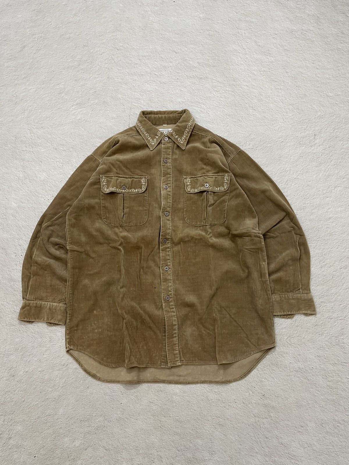 Japanese Brand 2000s Japanese Corduroy Shirt Y2K Fuga Goa Embroidered LGB Size US XL / EU 56 / 4 - 1 Thumbnail