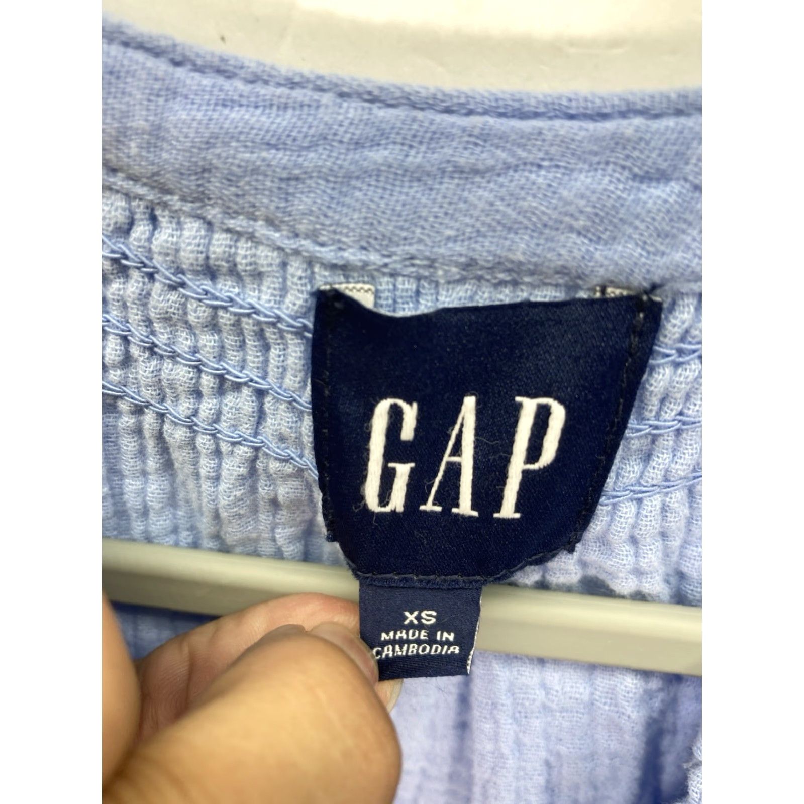 Gap Gap Gauze Tiered Dress Women XS Blue Short Sleeve Pockets Crinkled NWT Maxi Dress Size 26" / US 2 / IT 38 - 5 Thumbnail
