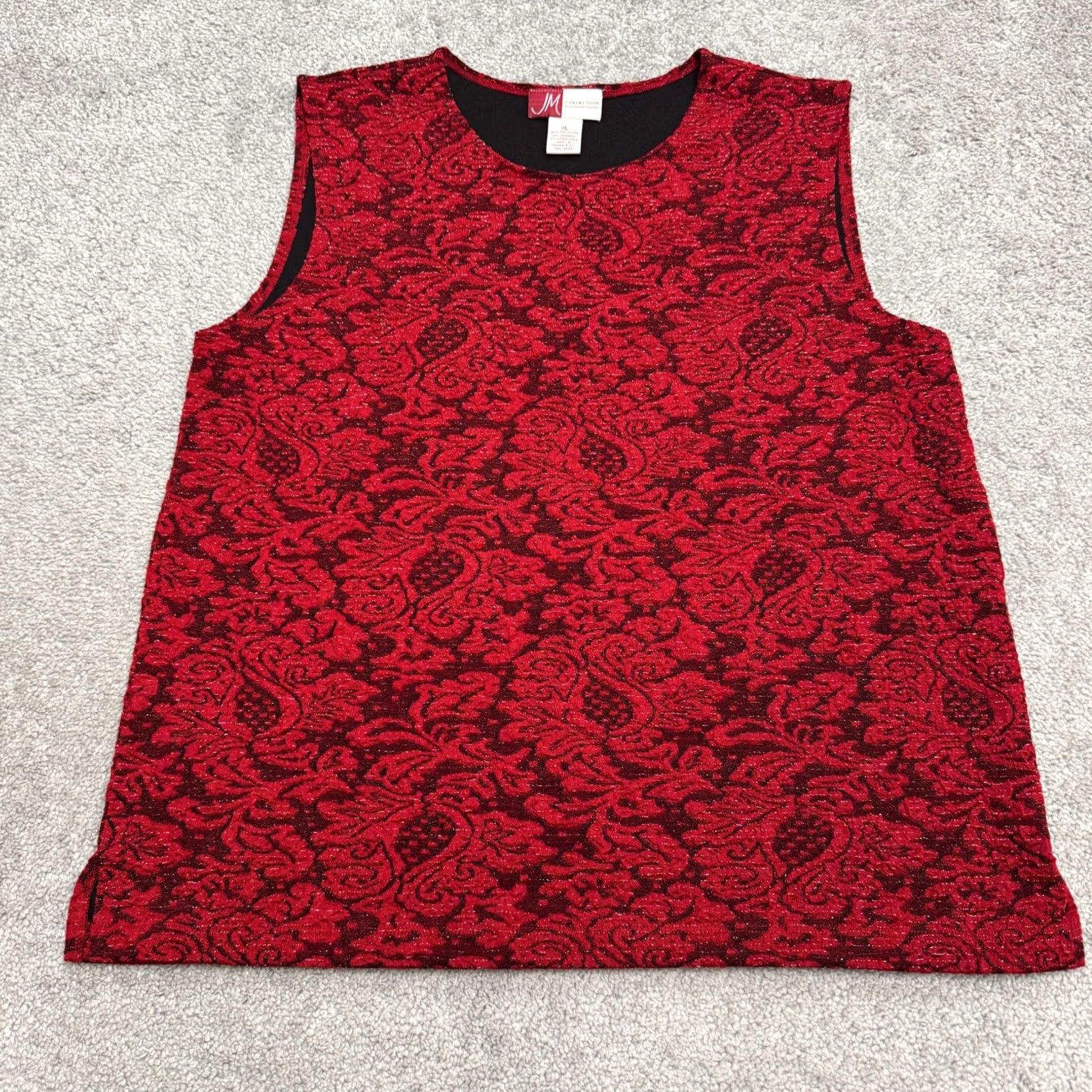 JM Collection JM Collection Jennifer Moore Paisley Shimmer Jacquard Tank Top Womens XL Red Size XL / US 12-14 / IT 48-50 - 2 Thumbnail