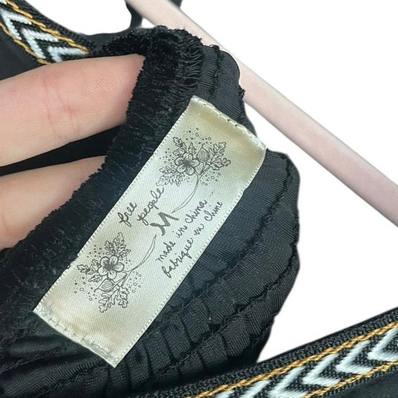 Free People Free People Black Velvet Embroidered Trim Mini Dress Size M / US 6-8 / IT 42-44 - 8 Thumbnail