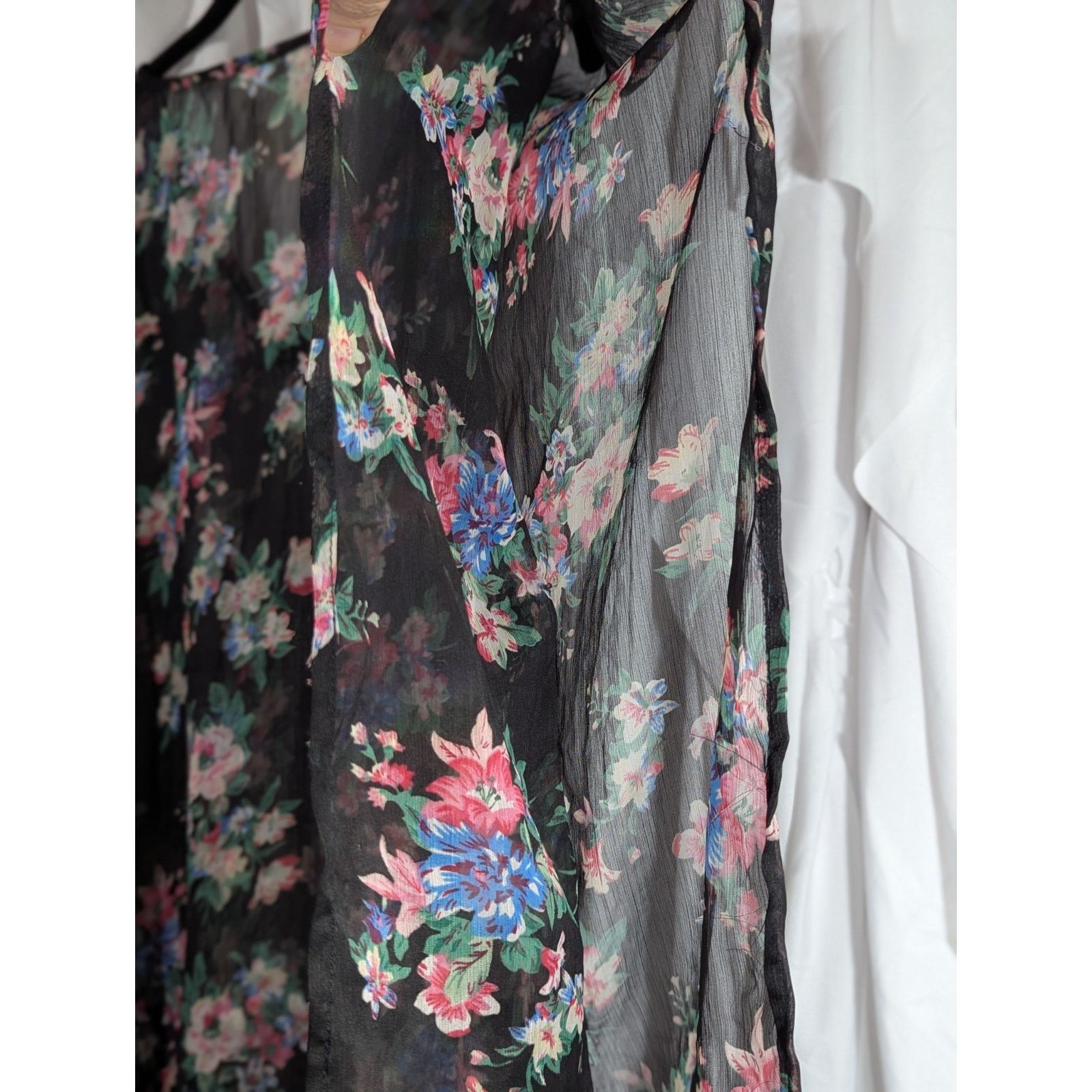 Passport Passport Y2K Sheer Floral Caftan Blouse M Black Whimsigoth Size M / US 6-8 / IT 42-44 - 6 Thumbnail