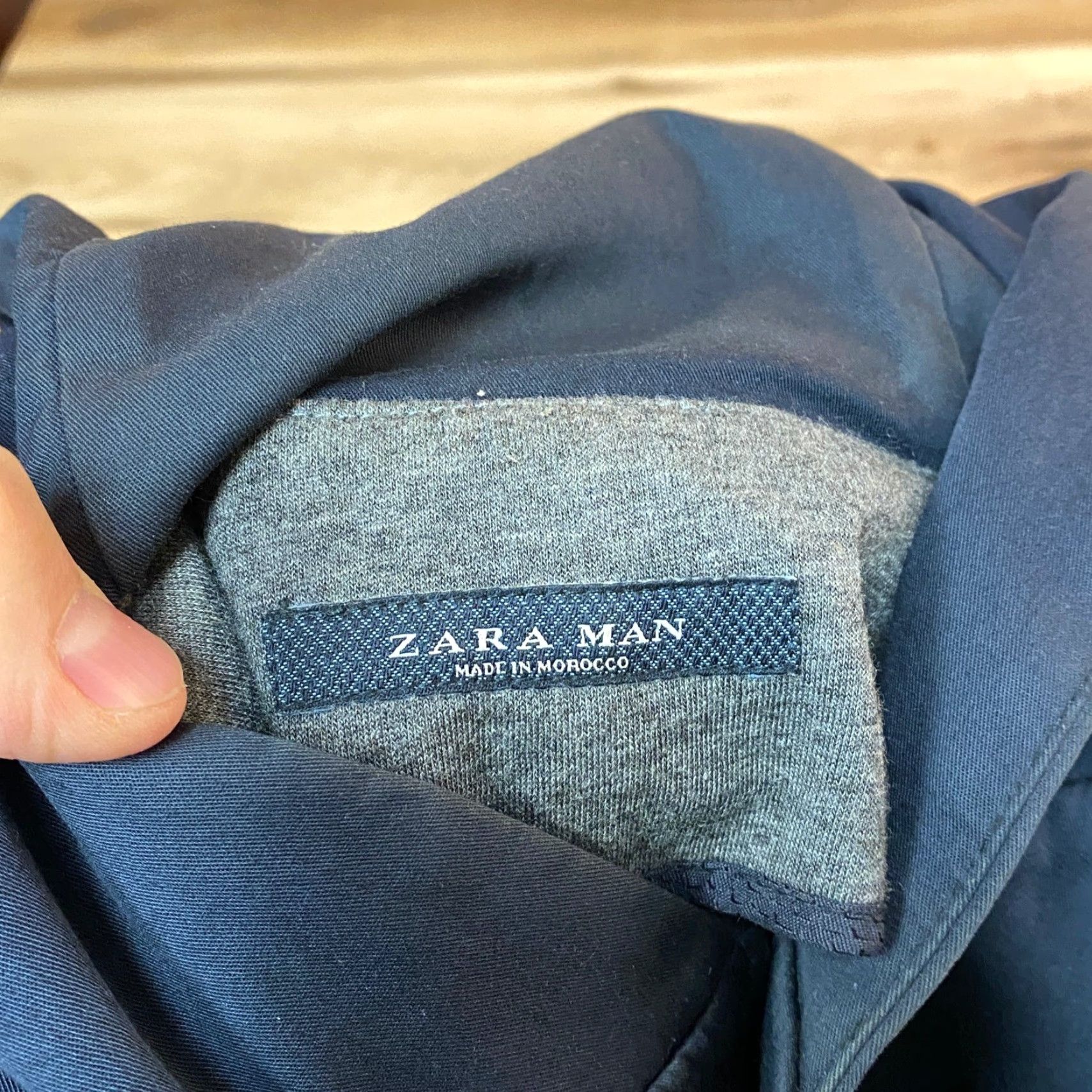 Zara Zara Jacket Mens XL Navy Blue Hooded Button Lightweight Lined Size US XL / EU 56 / 4 - 2 Thumbnail
