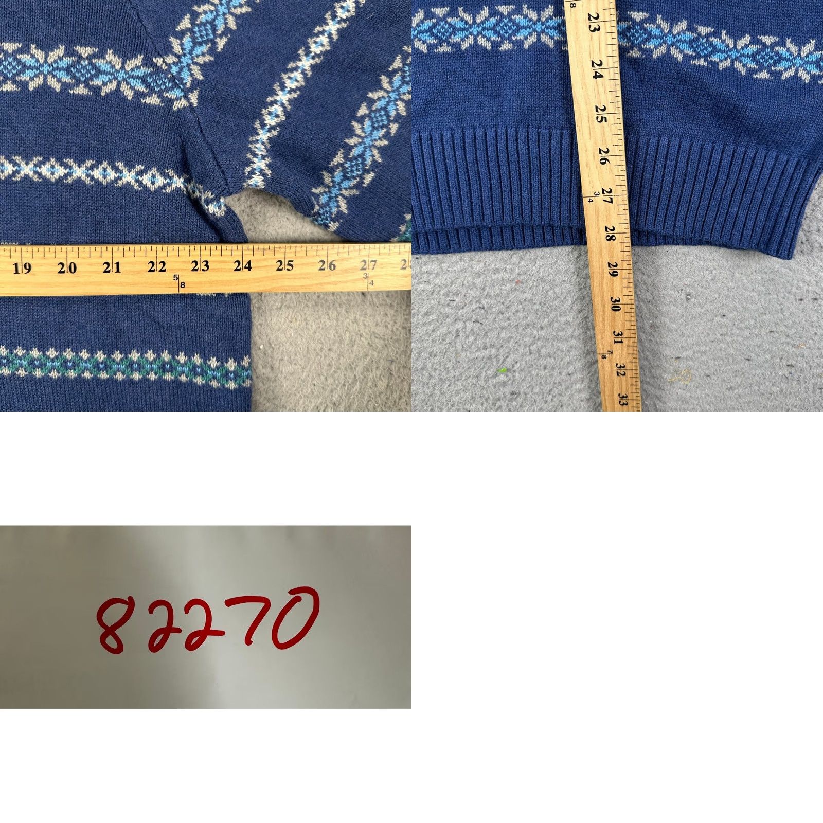 Izod VINTAGE? Izod Sweater Pullover Mens 2XL Blue Knit Geometric Quarter Zip Long Sleeve NEW Size US XXL / EU 58 / 5 - 8 Thumbnail