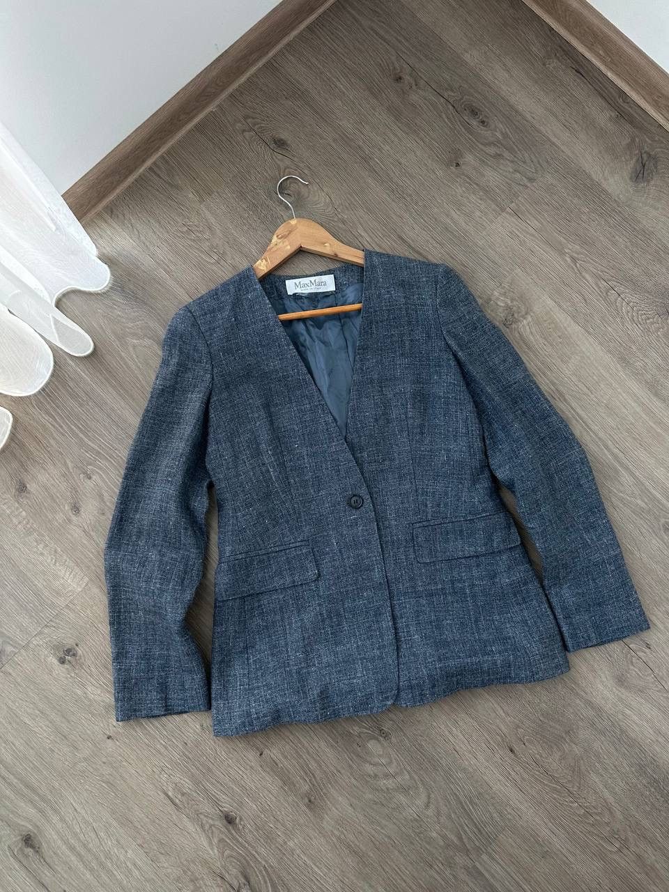 Max Mara × Vintage Vintage Max Mara Blue W’s Blazer Jacket Size M / US 6-8 / IT 42-44 - 14 Thumbnail