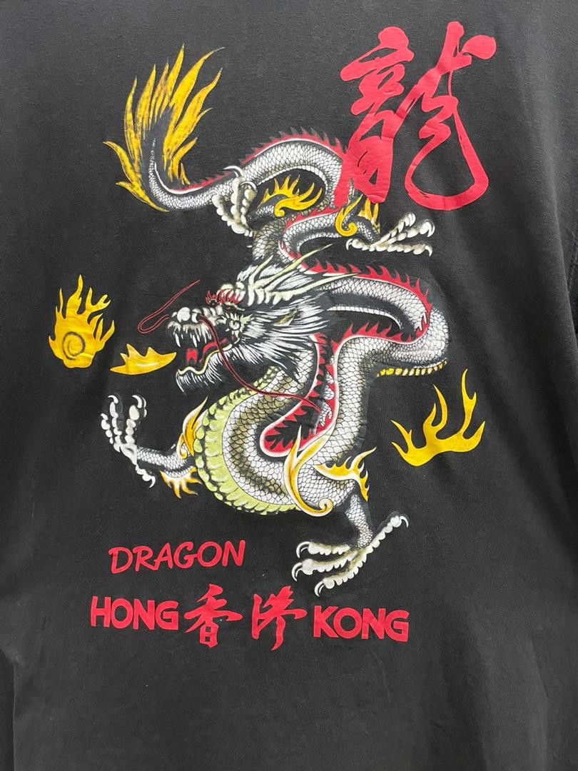 Vintage B29-10 🇯🇵 90s Japan style Hong Kong Dragon tee rare Size US L / EU 52-54 / 3 - 2 Thumbnail