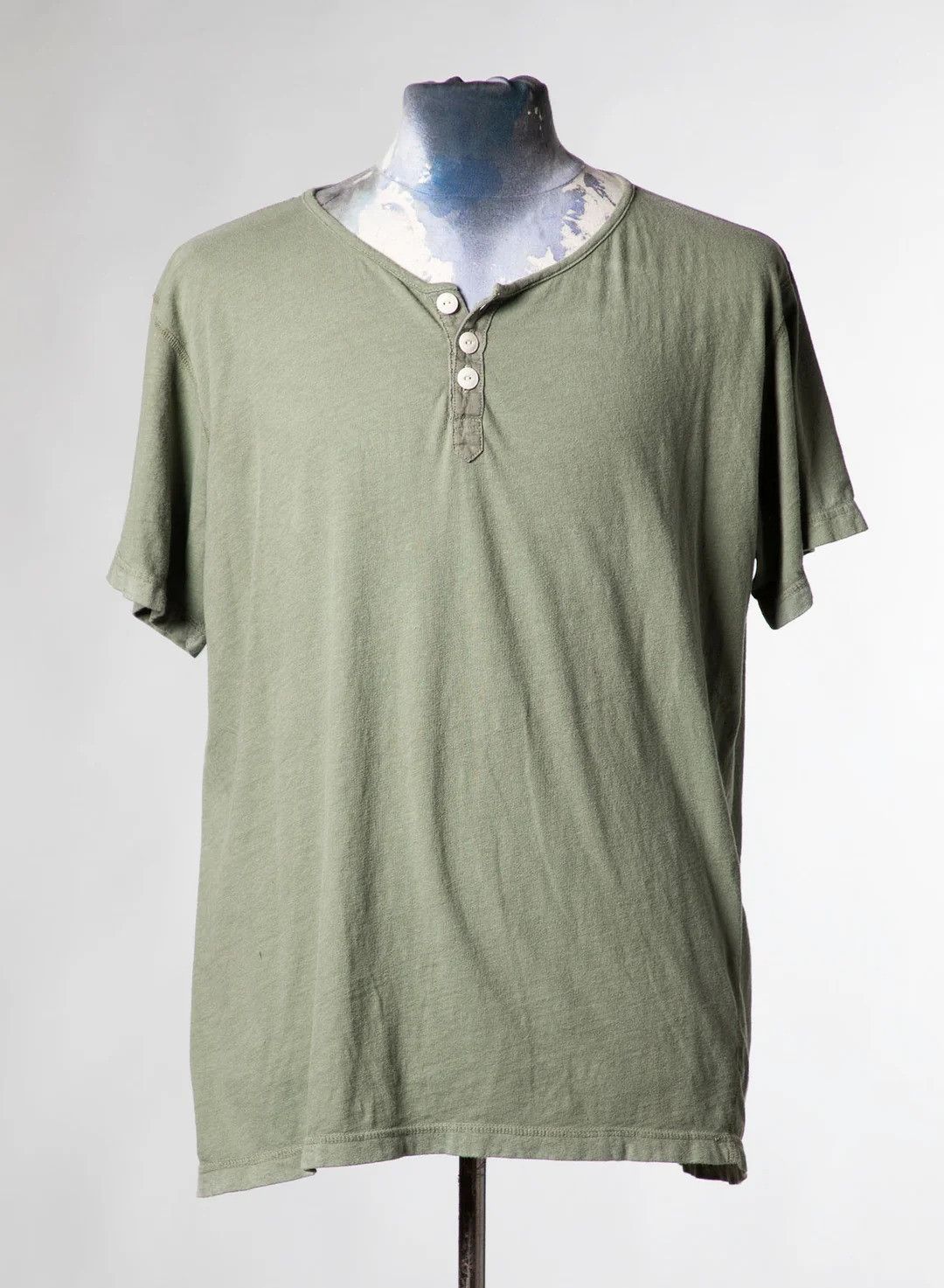 Greg Lauren Greg Lauren Short Sleeve Henley Shirt Size US XL / EU 56 / 4 - 1 Thumbnail