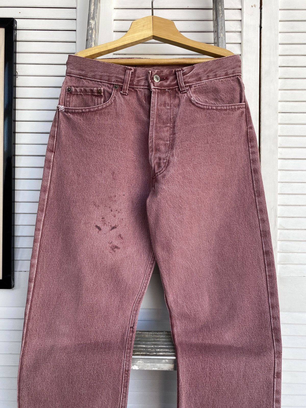 Levi's × Vintage Vintage Levi’s 501 Hand-Dyed Burgundy Denim Jeans Pants USA Size US 28 / EU 44 - 4 Thumbnail