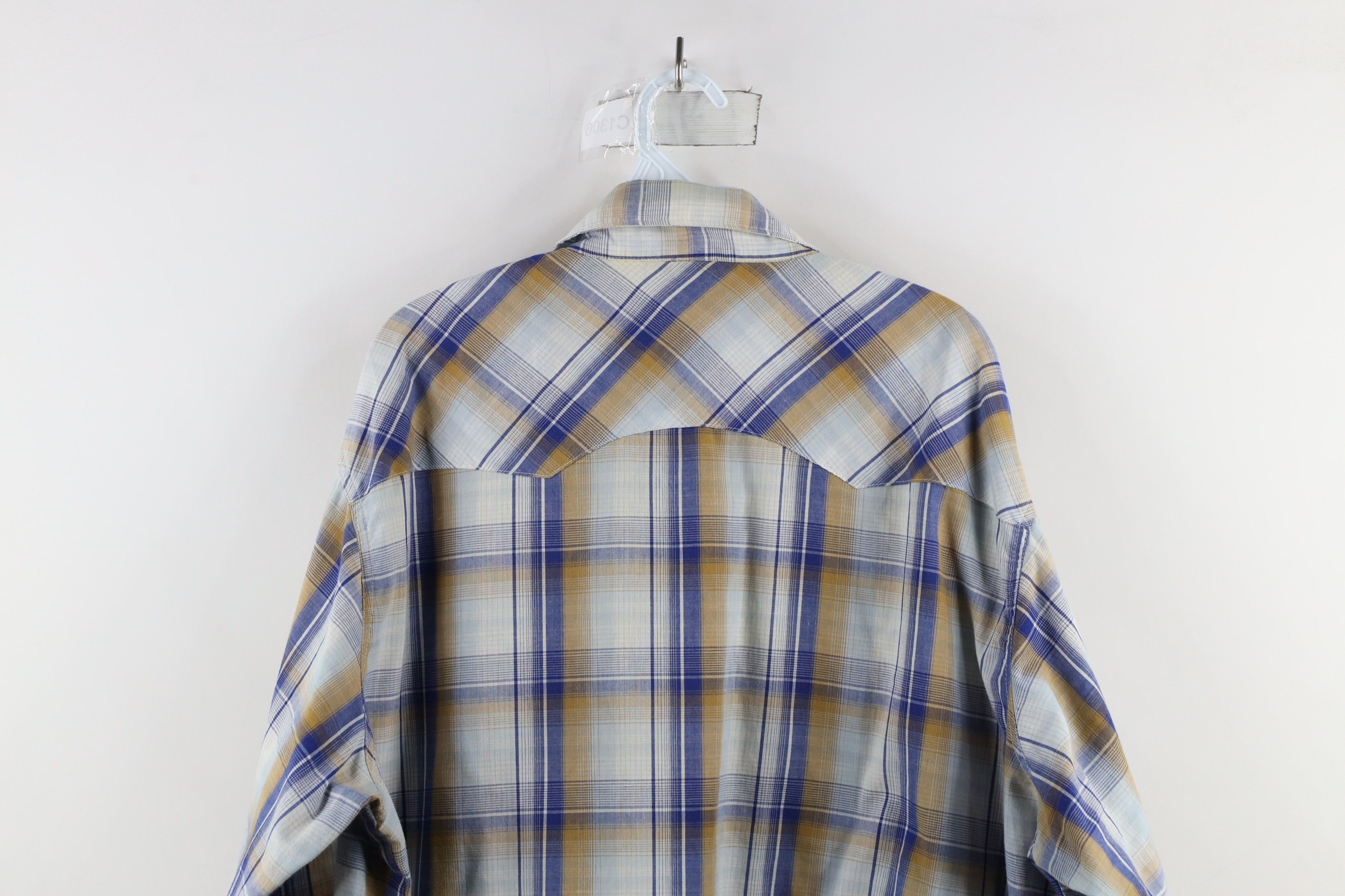 Vintage × Wrangler Vintage 90s Wrangler Rodeo Wrancher Snap Button Shirt Plaid Size US XXL / EU 58 / 5 - 12 Thumbnail