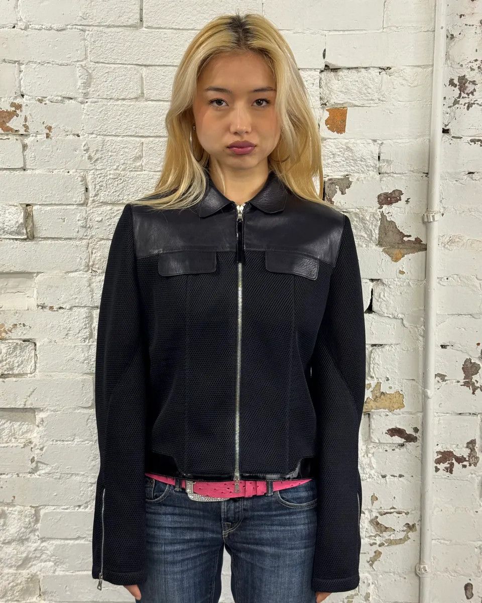 Prada SS1999 Prada Black Hybrid Mesh Leather Jacket Size US XS / EU 42 / 0 - 2 Thumbnail