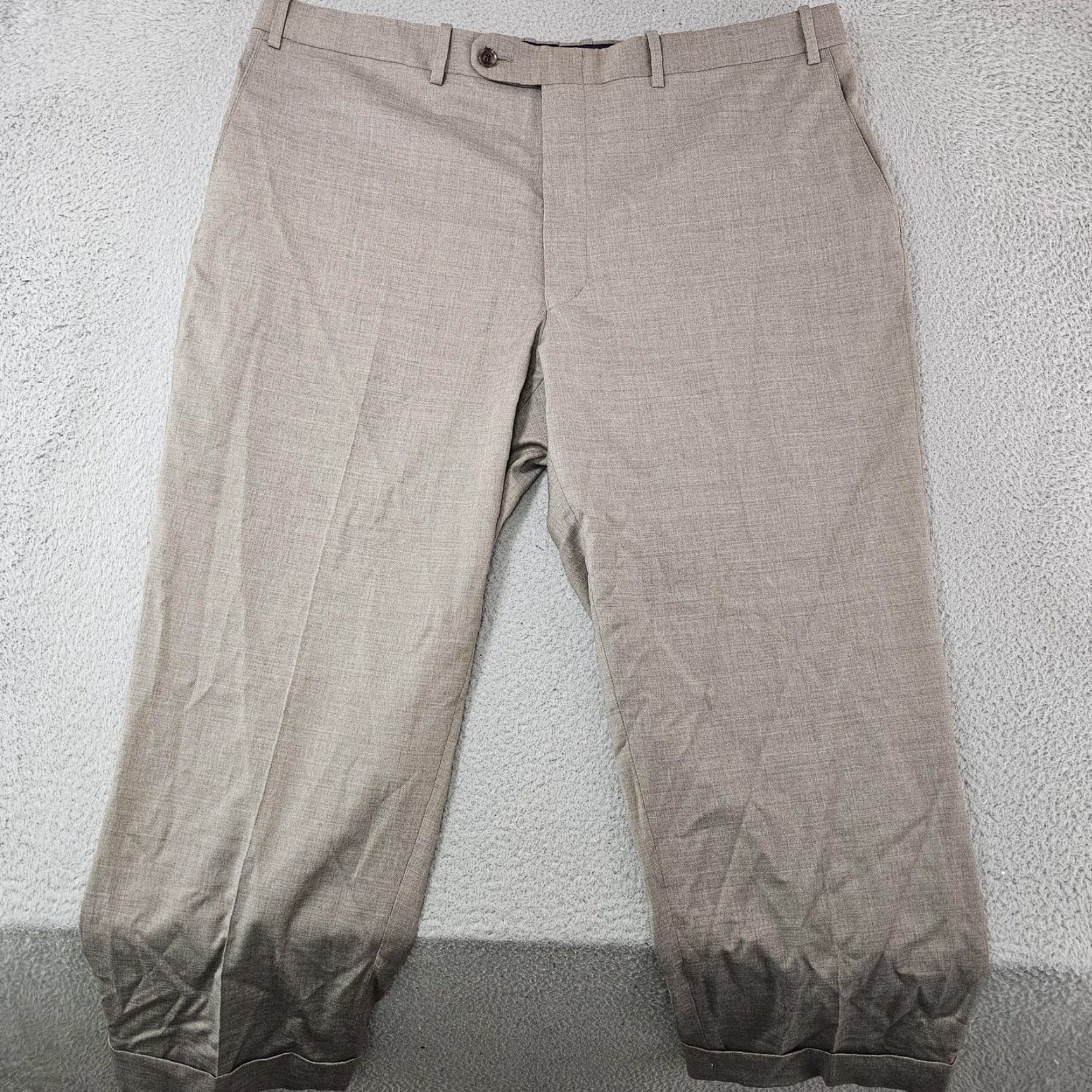 Peter Millar VINTAGE Peter Millar Pants Mens 42R Taupe Wool Blend Dress Trouser Flat Front Classic Browns Mensed Size US 42 / EU 58 - 2 Thumbnail