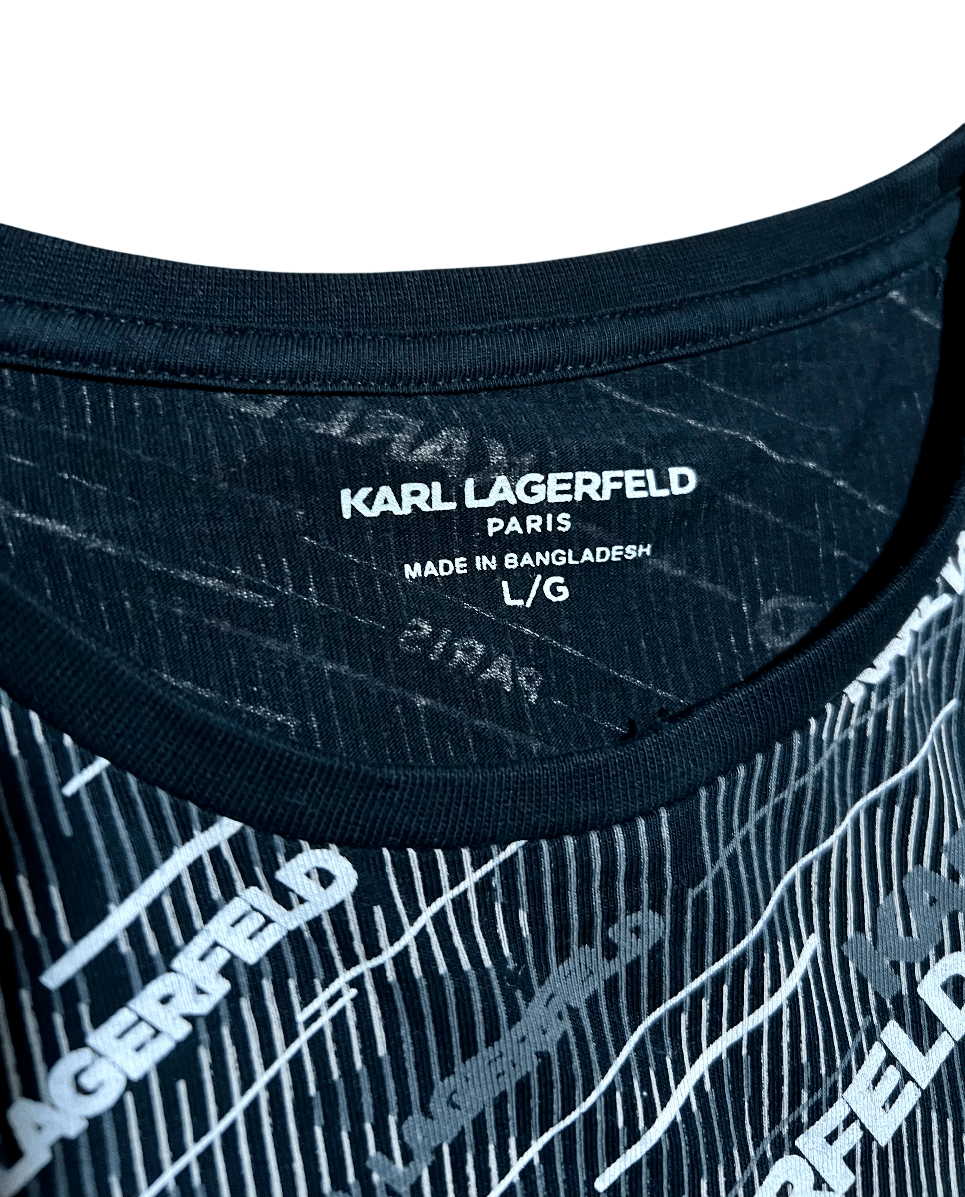 Karl Lagerfeld Karl Lagerfeld Paris All Over Print Logo Black White T-Shirt Size US L / EU 52-54 / 3 - 3 Thumbnail