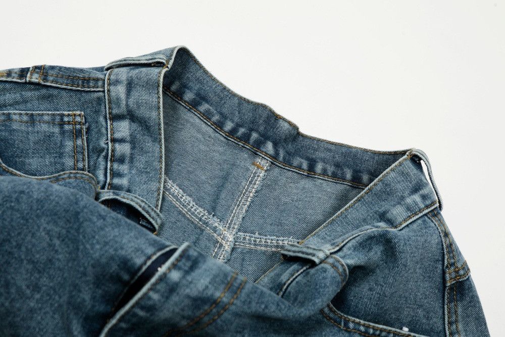 Jean American retro washed star embroidered curved jeans for men Size US 32 / EU 48 - 4 Thumbnail