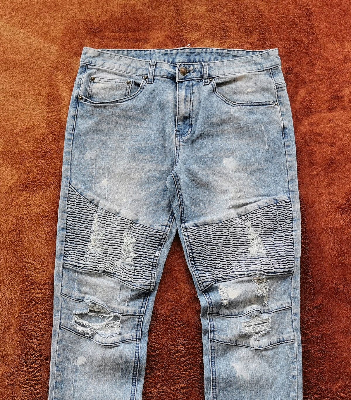 Young And Reckless Young & Reckless Distressed Biker Jeans Size US 33 - 1 Thumbnail