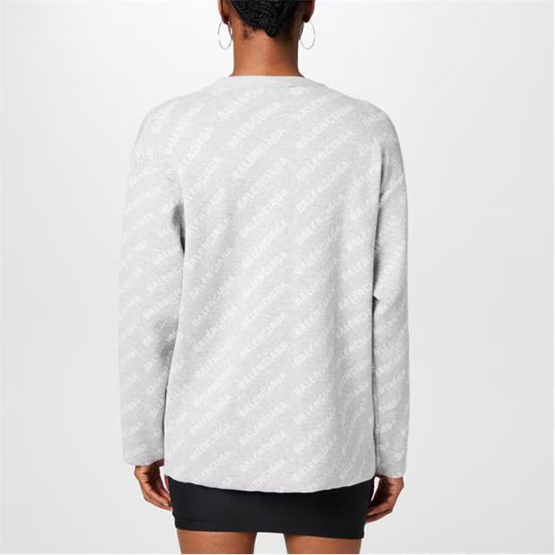Balenciaga o1g2r1mq0924 Mini Allover Logo Cardigan in Grey & White Size S / US 4 / IT 40 - 4 Thumbnail