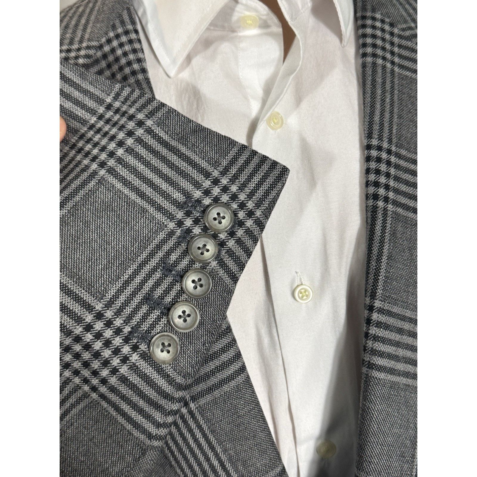 Tom Ford Tom Ford Gray Plaid Peak Lapel Wool Blazer 56R 46R US Size 46R - 10 Thumbnail