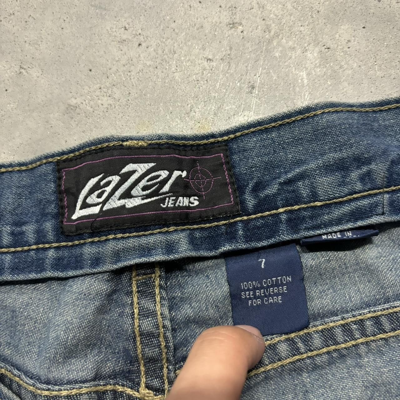 Japanese Brand × Vintage Crazy Vintage Y2K/2000s Cute Low Rise Medium Wash Lazer Flared Cargo Denim Jeans! Size 26" / US 2 / IT 38 - 6 Thumbnail