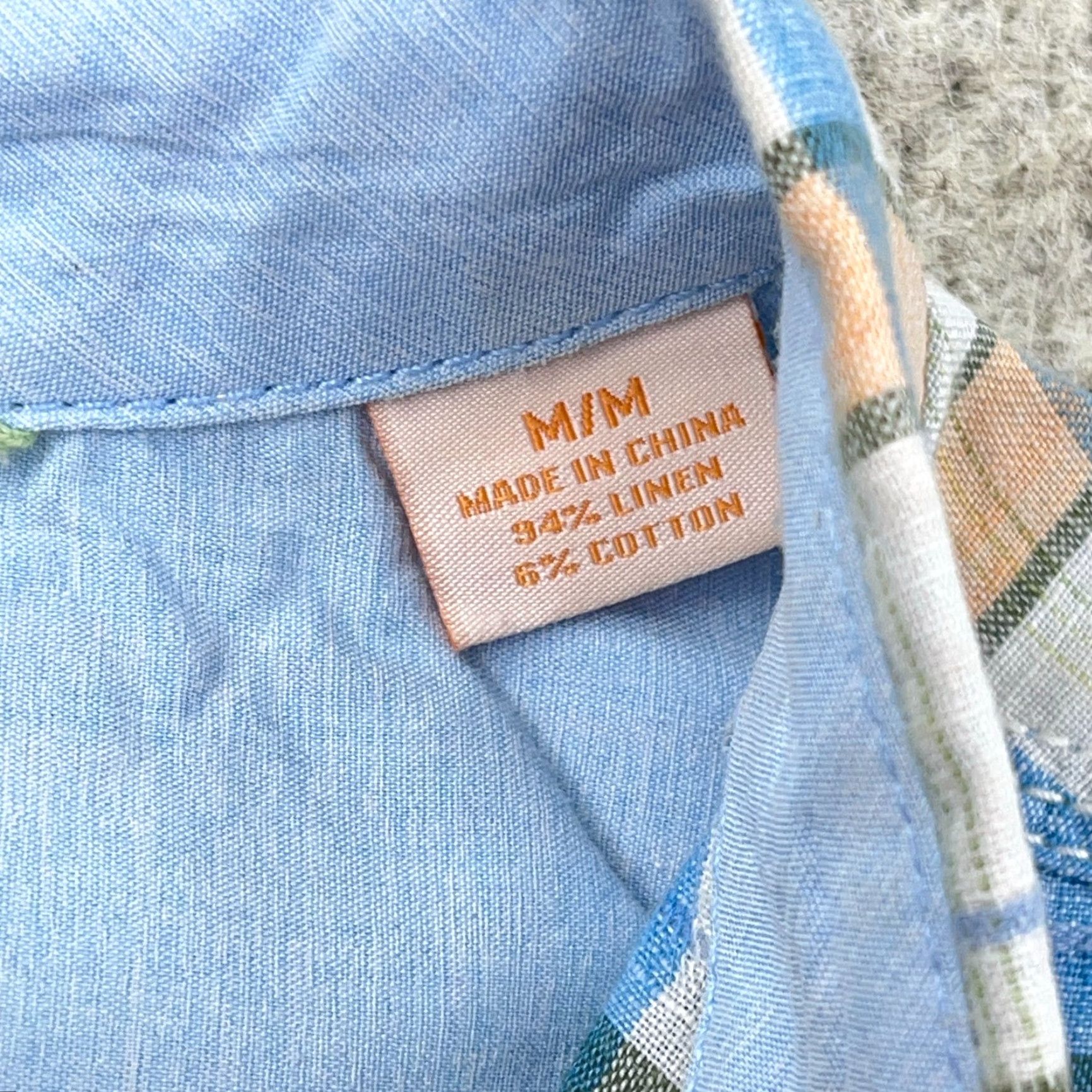 Tommy Bahama Tommy Bahama Shirt Men Medium Blue Orange Plaid Linen Button Up Camp Adult Shirt Size US M / EU 48-50 / 2 - 5 Thumbnail