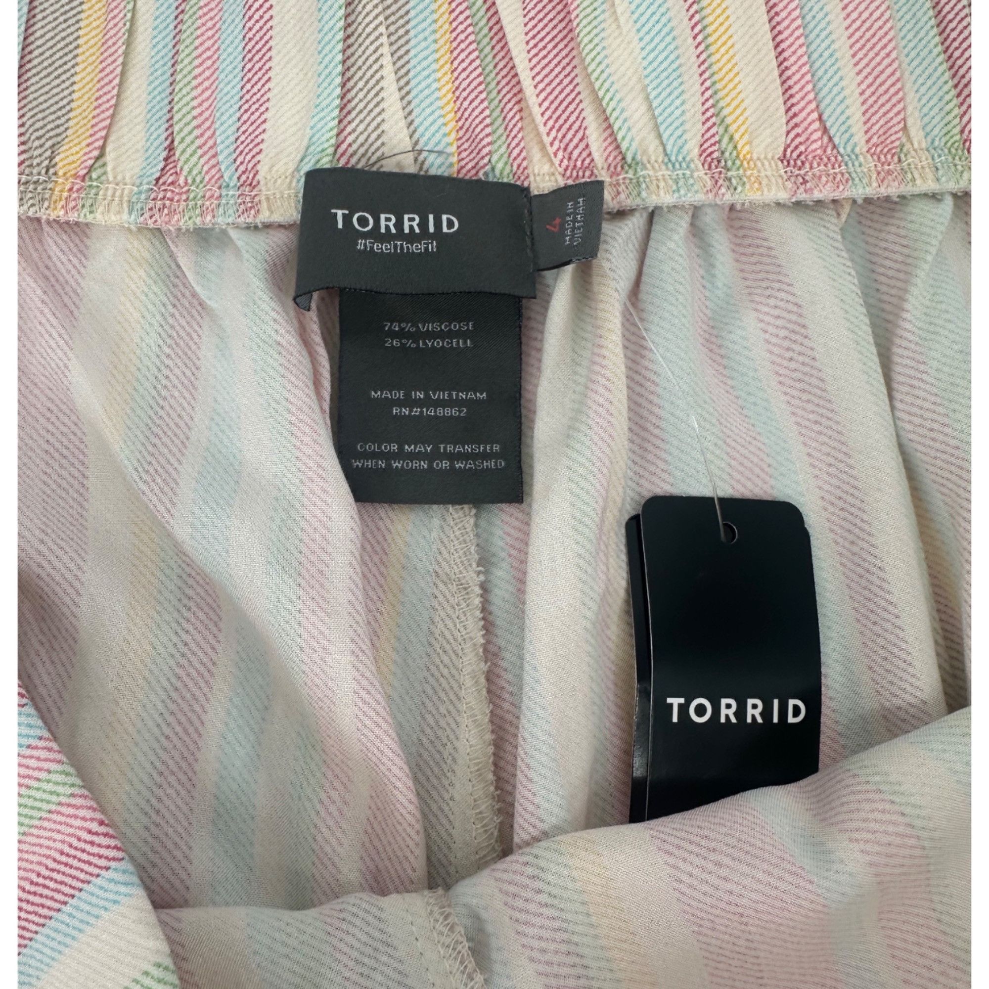 Torrid Torrid Plus Size Pastel Rainbow Striped Challis Shorts - 4 Size 27" / US 4 / IT 40 - 2 Thumbnail