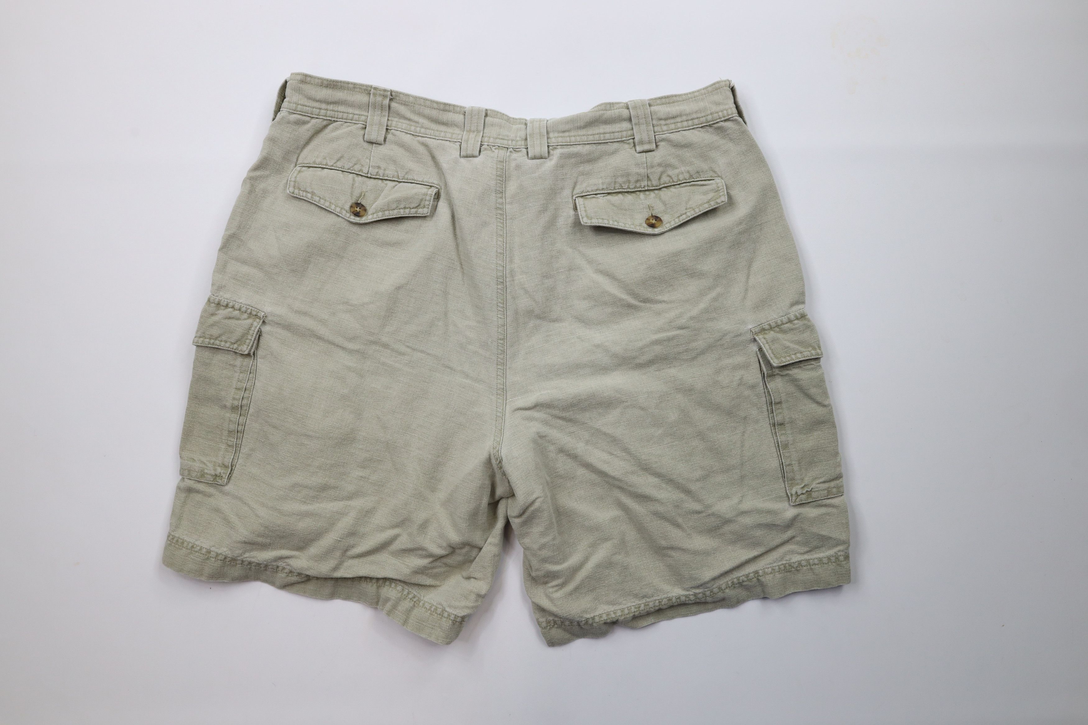 L.L. Bean × Vintage Vintage 90s LL Bean Above Knee Cargo Shorts Light Green Size US 38 / EU 54 - 7 Thumbnail