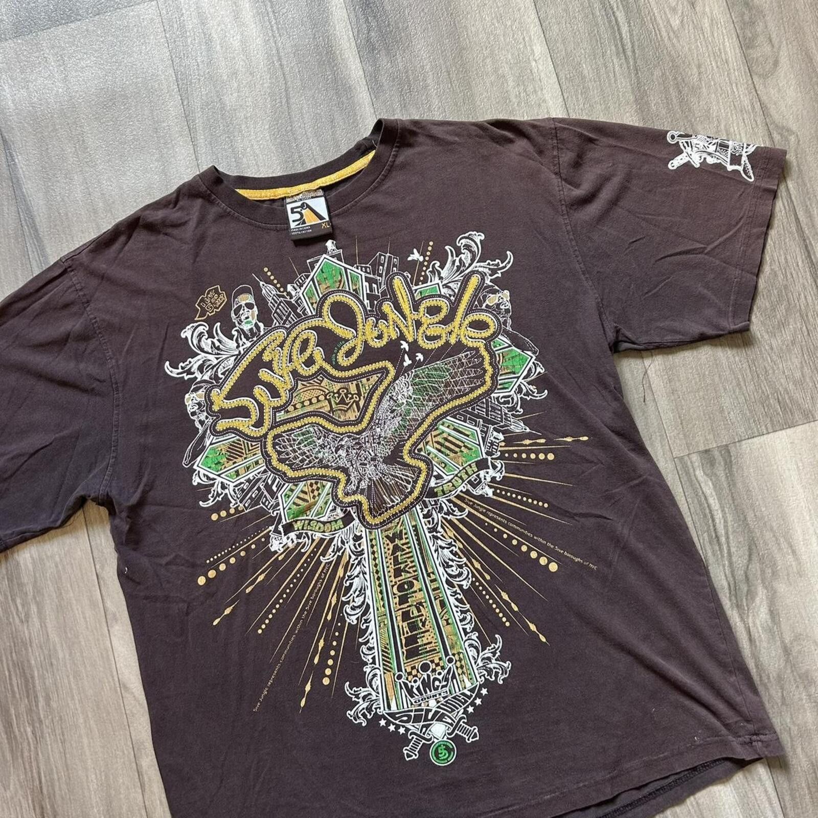 Affliction Vintage y2k Brown Graphic t shirt size XL 5ive jungle Size US XL / EU 56 / 4 - 2 Thumbnail