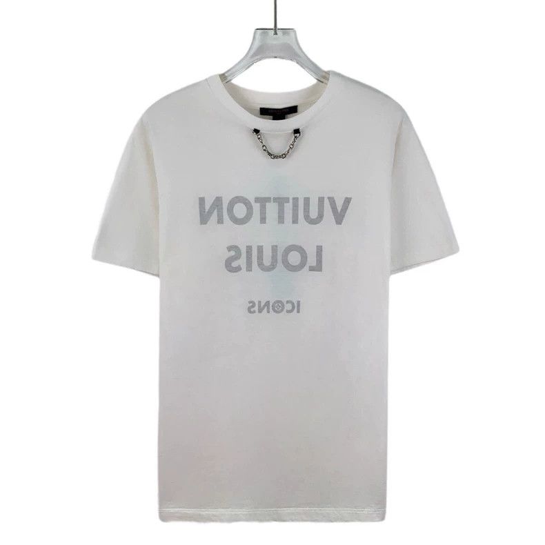 Louis Vuitton Louis Vuitton White logo monogrammed chain cotton crew nec Size M / US 6-8 / IT 42-44 - 1 Thumbnail