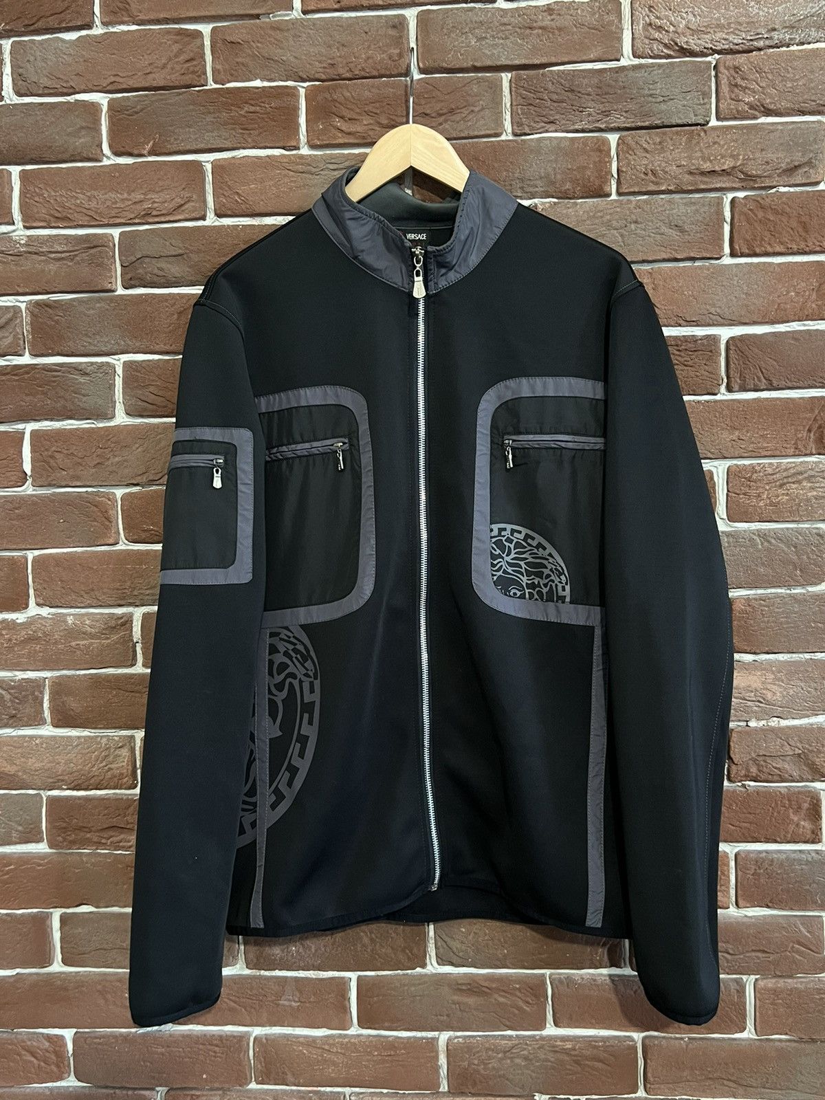 image of Vintage 90's Versace Sport Light Jacket Medusa XL Luxury in Black, Men's