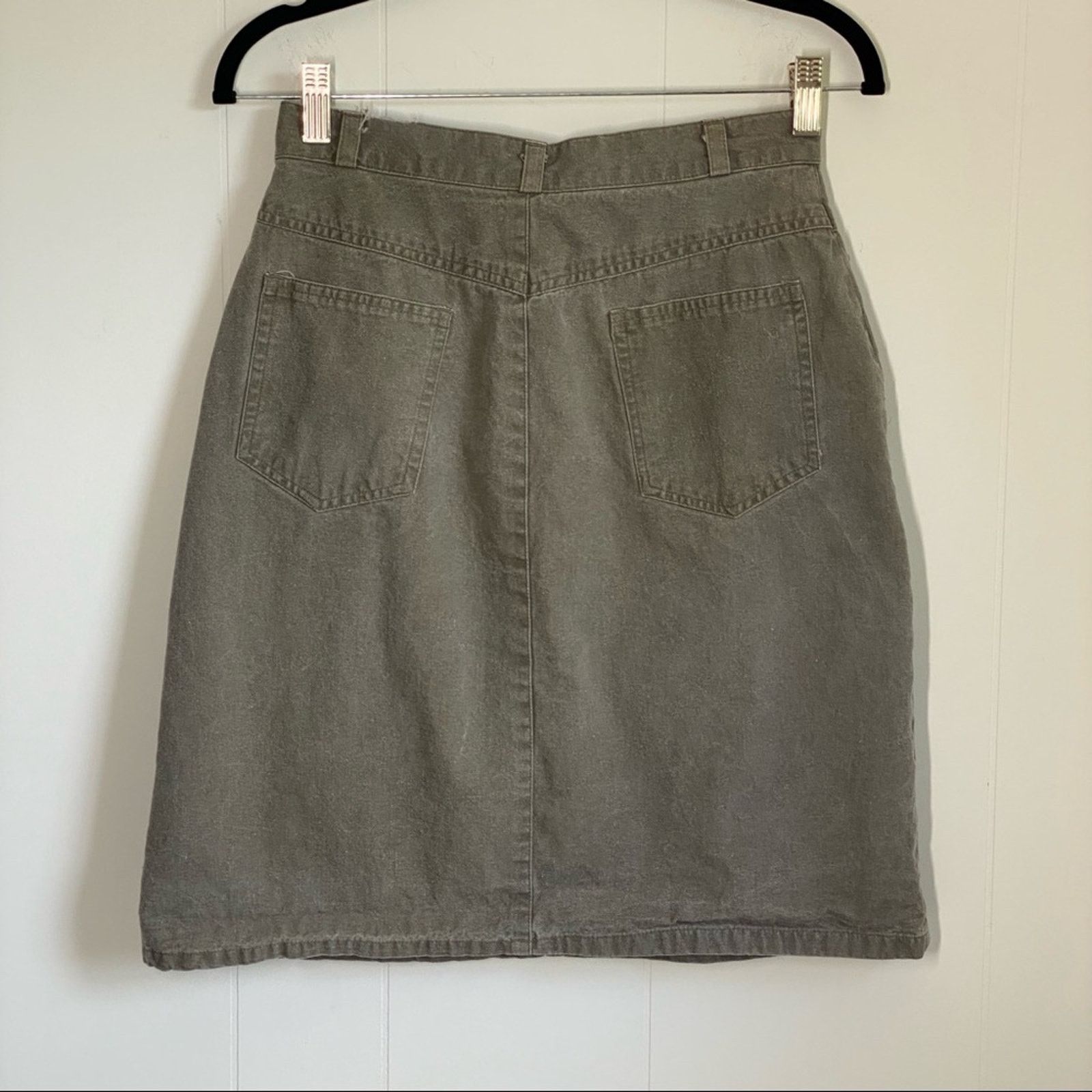 Vintage Contrast Denim Army Green Skirt Size 29" - 3 Thumbnail