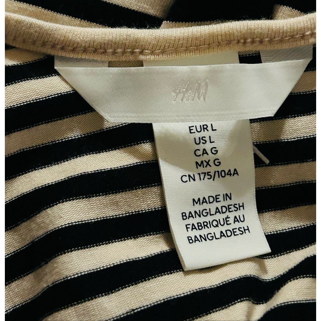 H&M H&M Black & Ivory T-Shirt Plunge Back Striped Size L Size L / US 10 / IT 46 - 3 Thumbnail