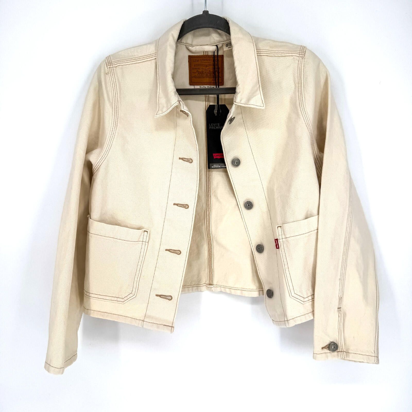 Levi's Levi’s Premium Chore Denim Jacket Cream Women’s Small NWT Size S / US 4 / IT 40 - 1 Thumbnail