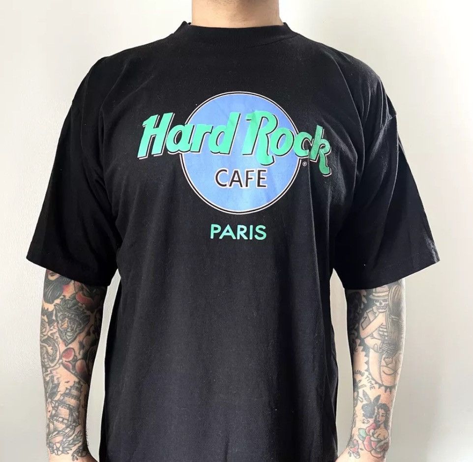 Band Tees × Vintage Vintage Black Hard Rock Cafe Paris Neon Tshirt Y2K XL New Size US XL / EU 56 / 4 - 1 Preview