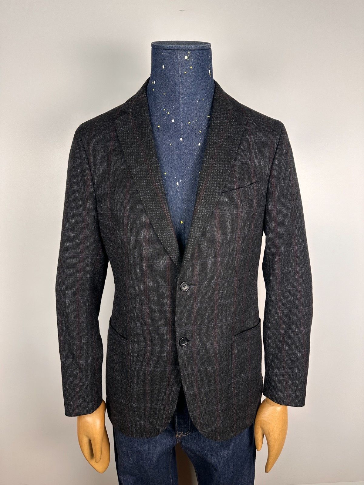 Z Zegna Sport Coat Blazer Jacket Wool Grey Check Size M