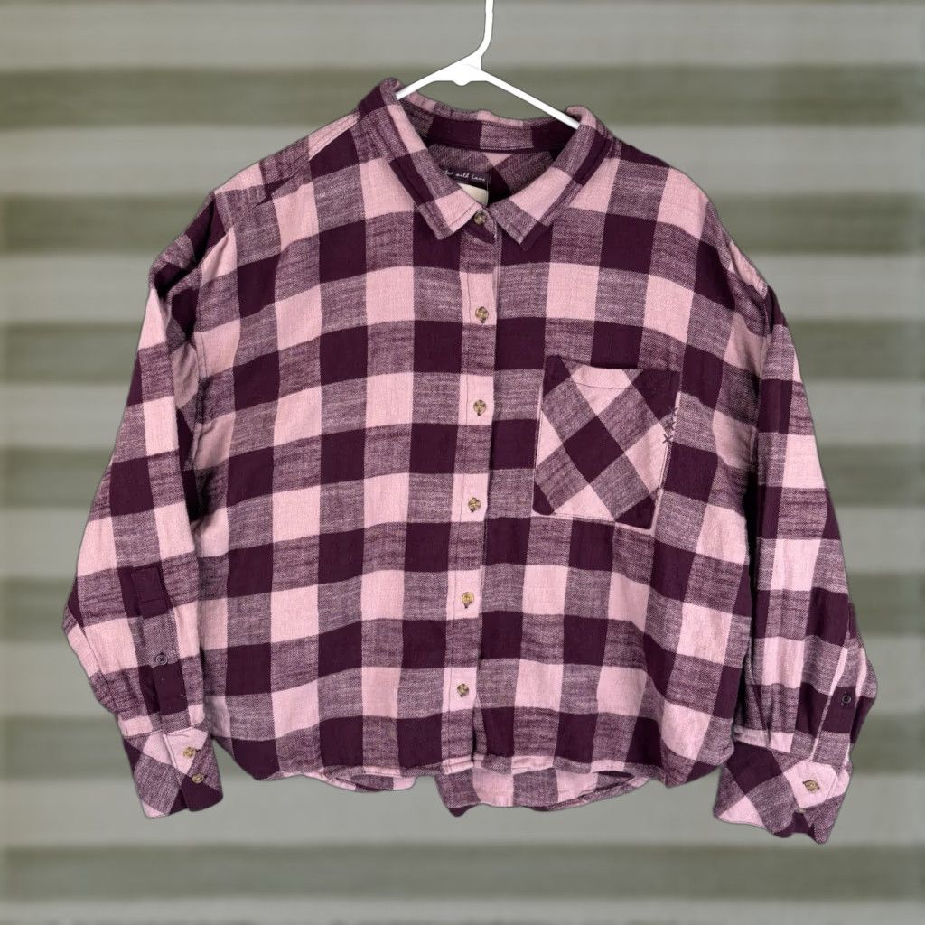 Scotch & Soda Scotch & Soda Women's Shirt Cropped Oversized Plaid Flannel 100% Cotton Multicolor Small Size S / US 4 / IT 40 - 1 Thumbnail