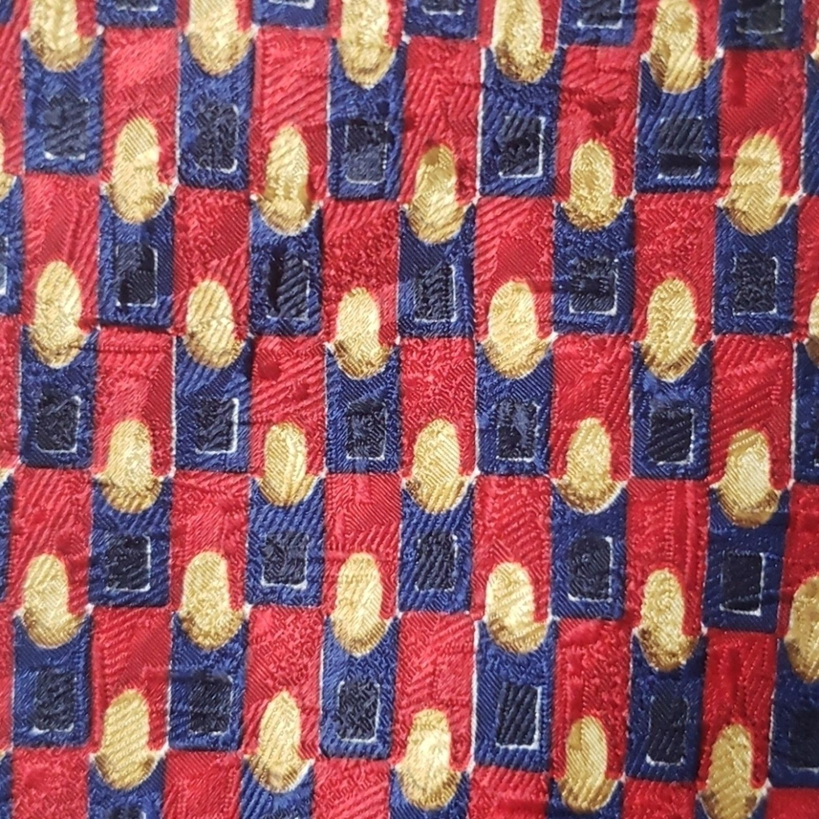 Ermenegildo Zegna Ermenegildo Zegna Geometric Red & Blue 100% Silk Tie Size ONE SIZE - 3 Thumbnail