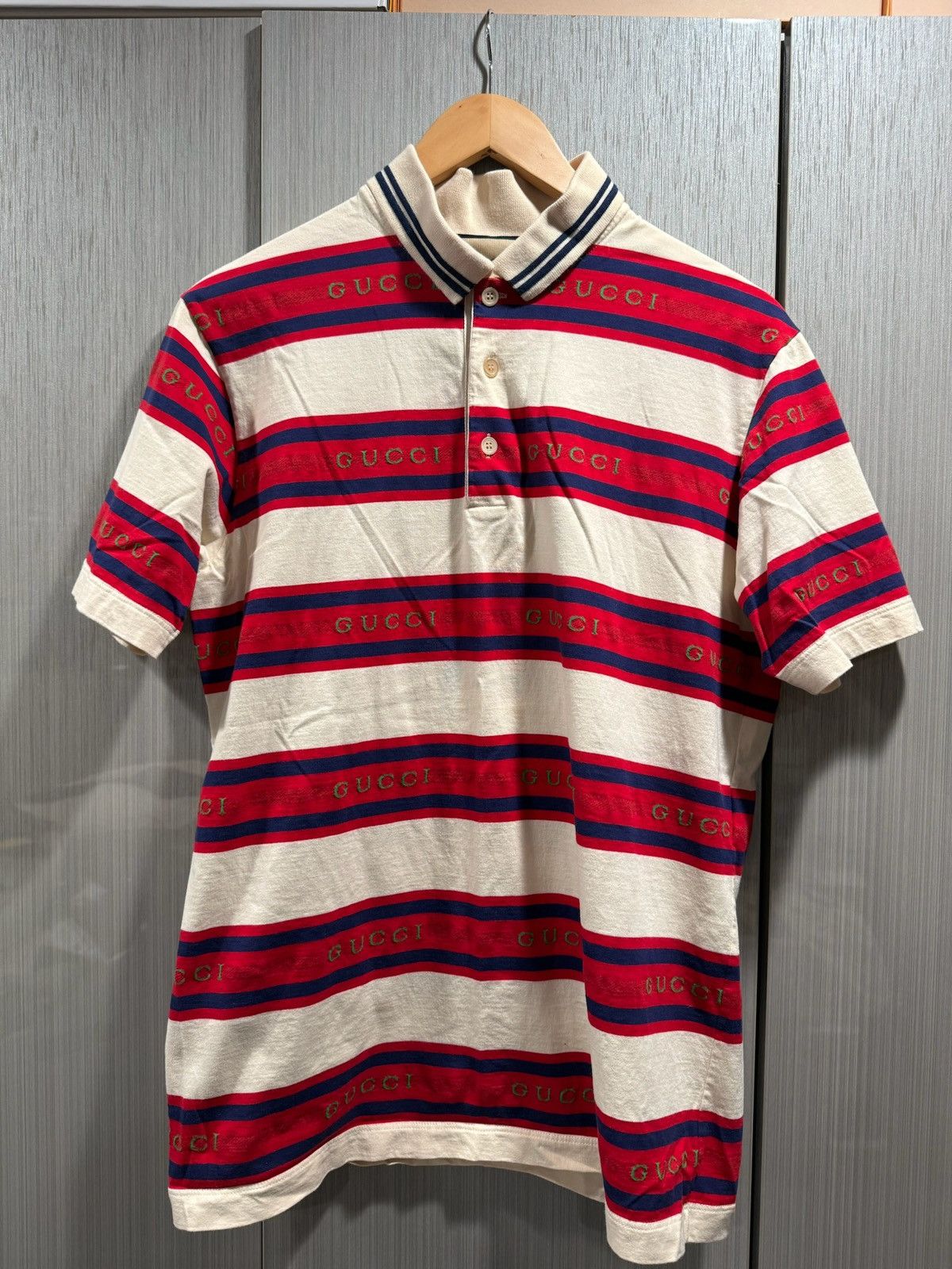 Gucci Gucci White Red Striped Polo Shirt Size US S / EU 44-46 / 1 - 1 Thumbnail