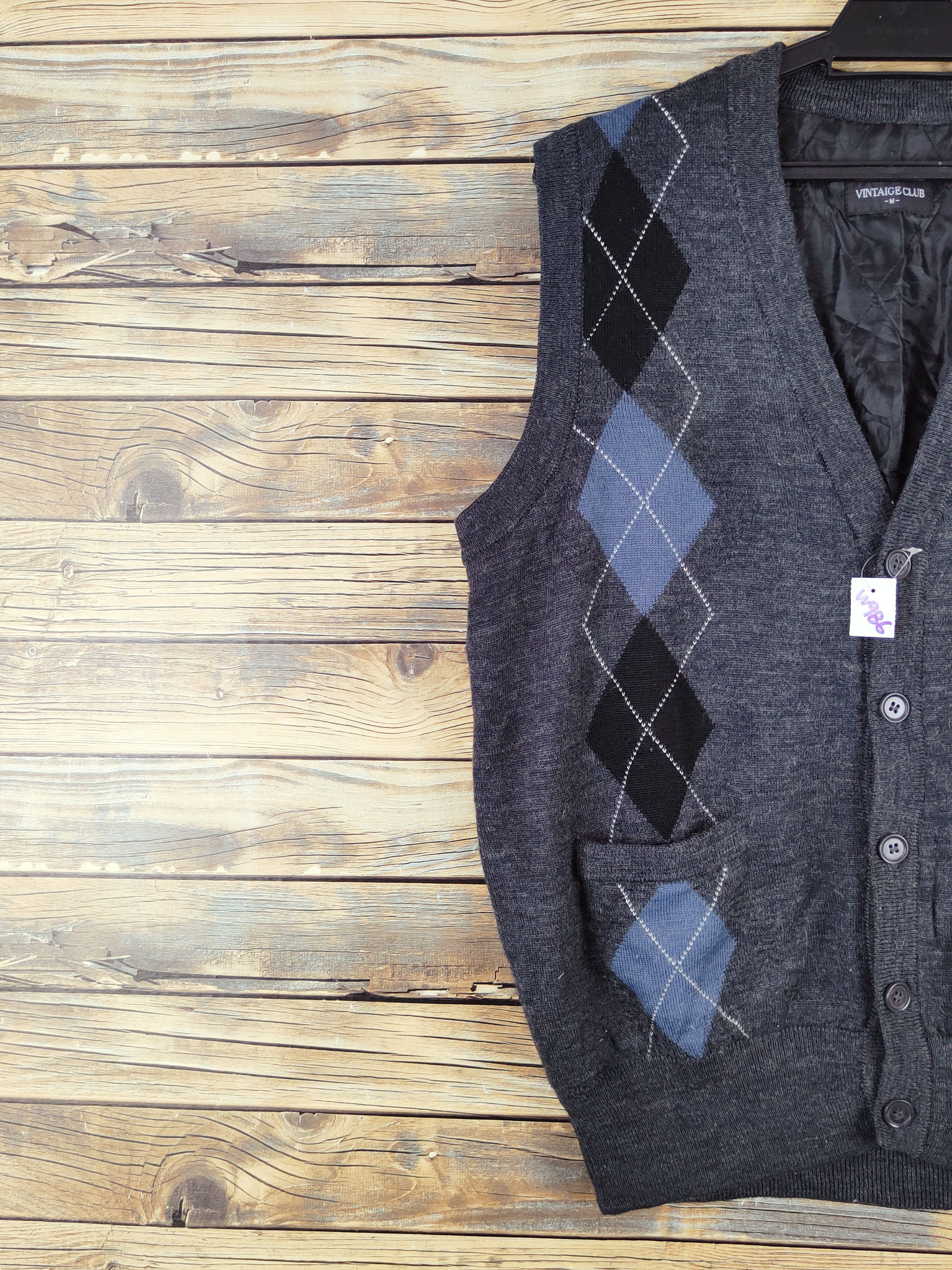Homespun Knitwear Vintage Club Black Knitwear Button Up Vests #W986 Size US M / EU 48-50 / 2 - 3 Thumbnail