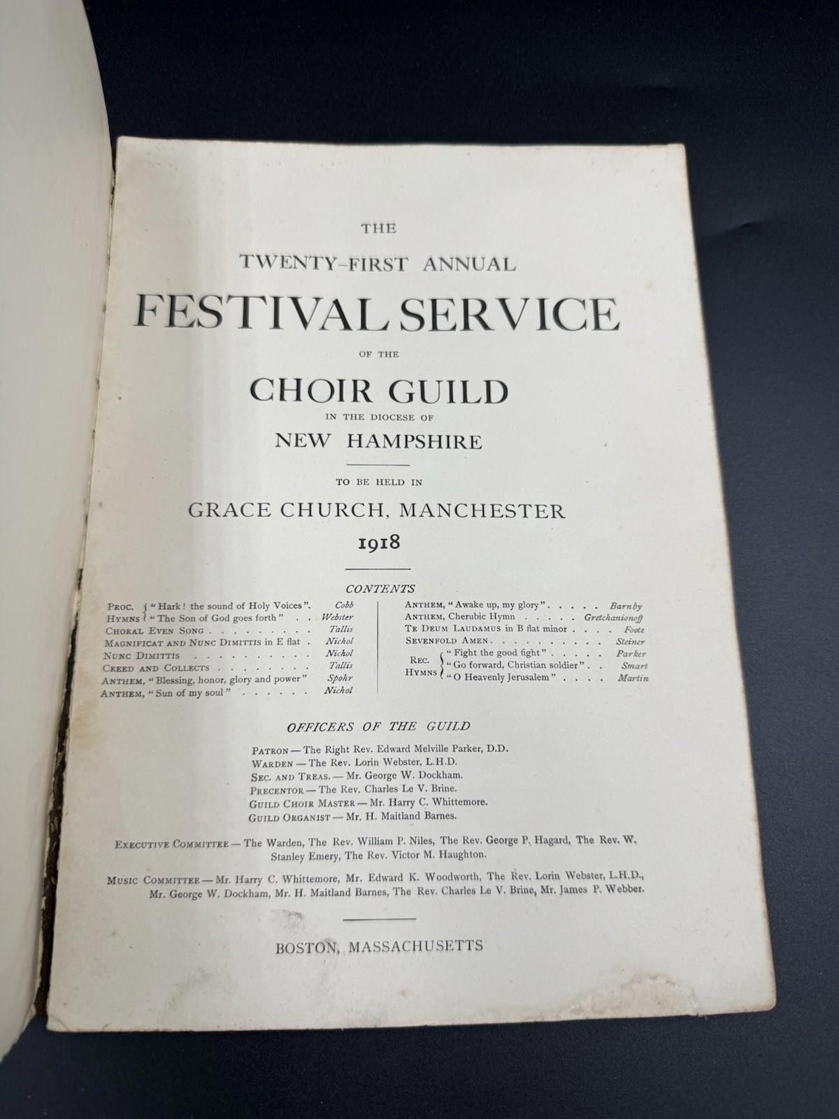 Designer 1918 Choir Guild Festival Service Pamphlet New Hampshire Size ONE SIZE - 4 Thumbnail