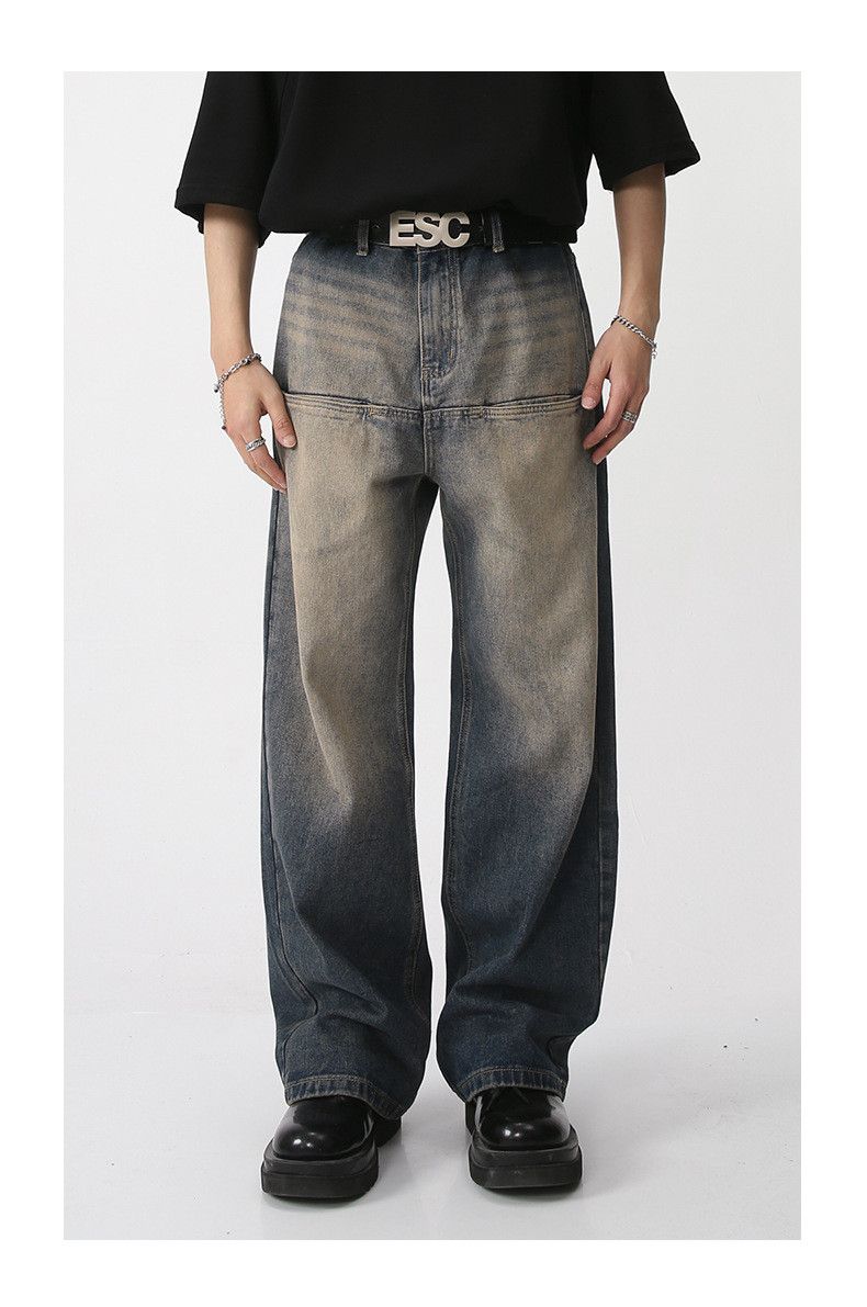 Japanese Brand Washed distressed waist front pocket loose vintage jeans Size US 32 / EU 48 - 1 Thumbnail