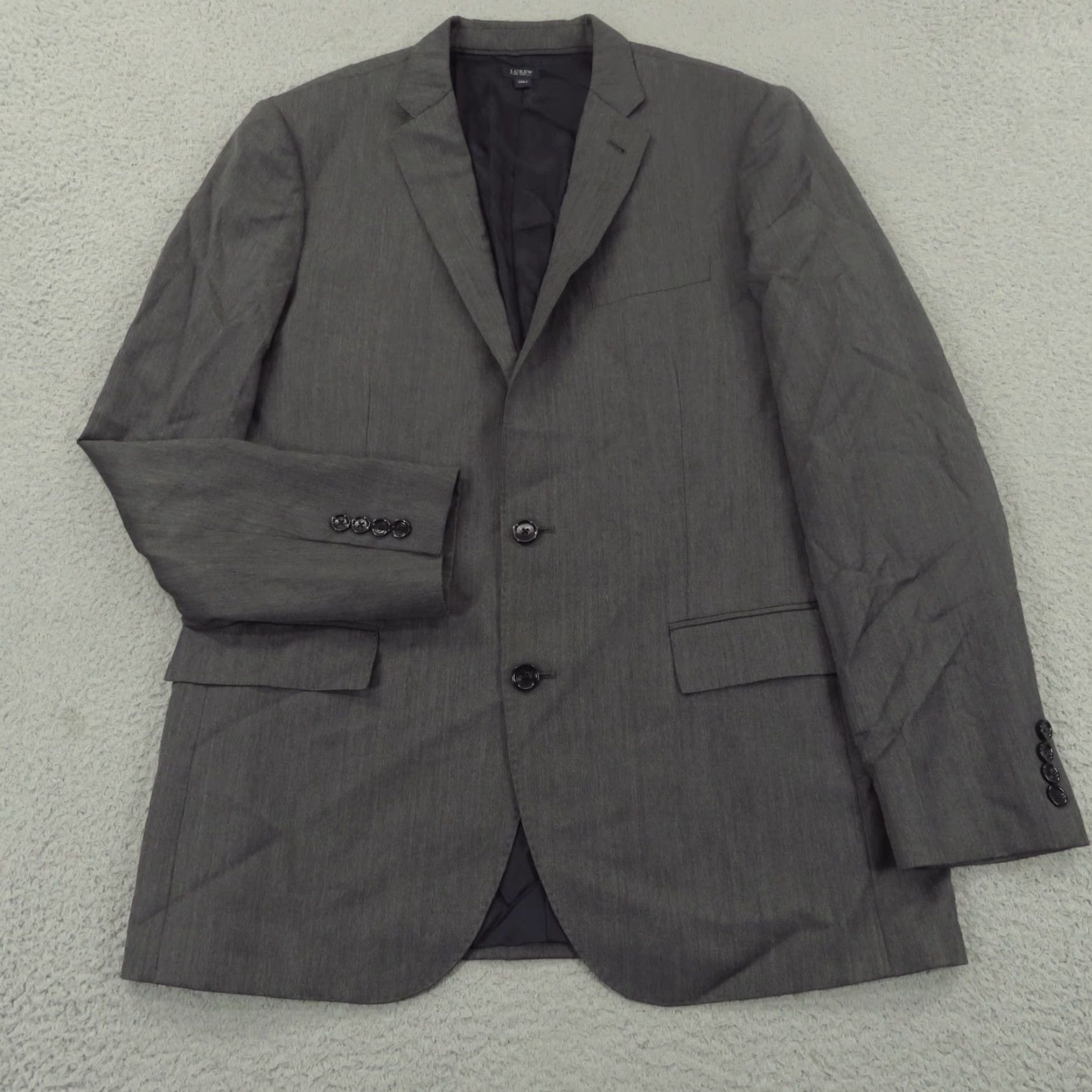 J.Crew J. Crew Jacket Men 42L Ludlow Charcoal Herringbone Italian Wool Blazer Sport Coat Size 42R - 2 Thumbnail