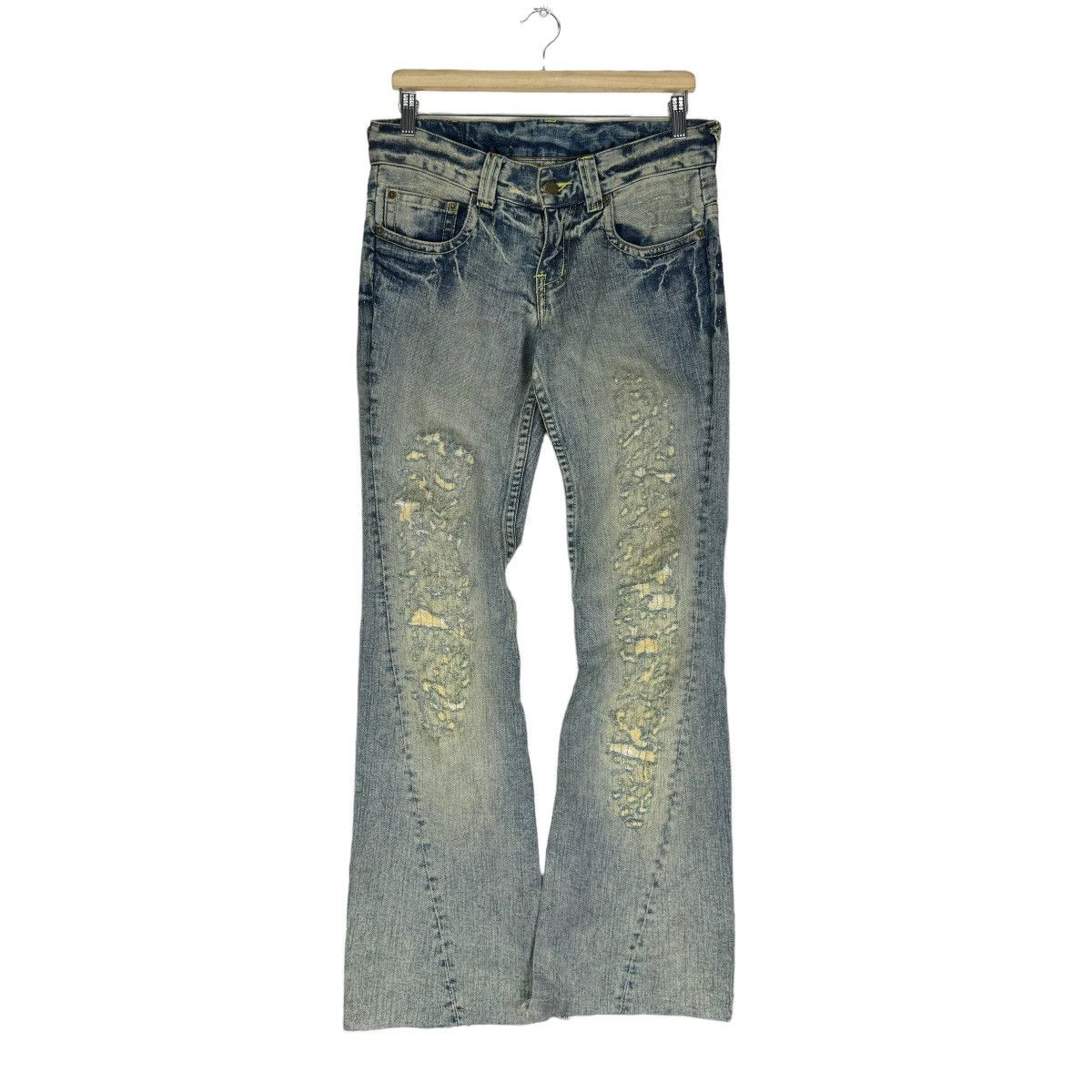 Tornado Mart ⚡️TORNADO MART JAPAN FLARE DISTRESS STYLE DENIM JEANS PANTS Size US 32 / EU 48 - 2 Thumbnail