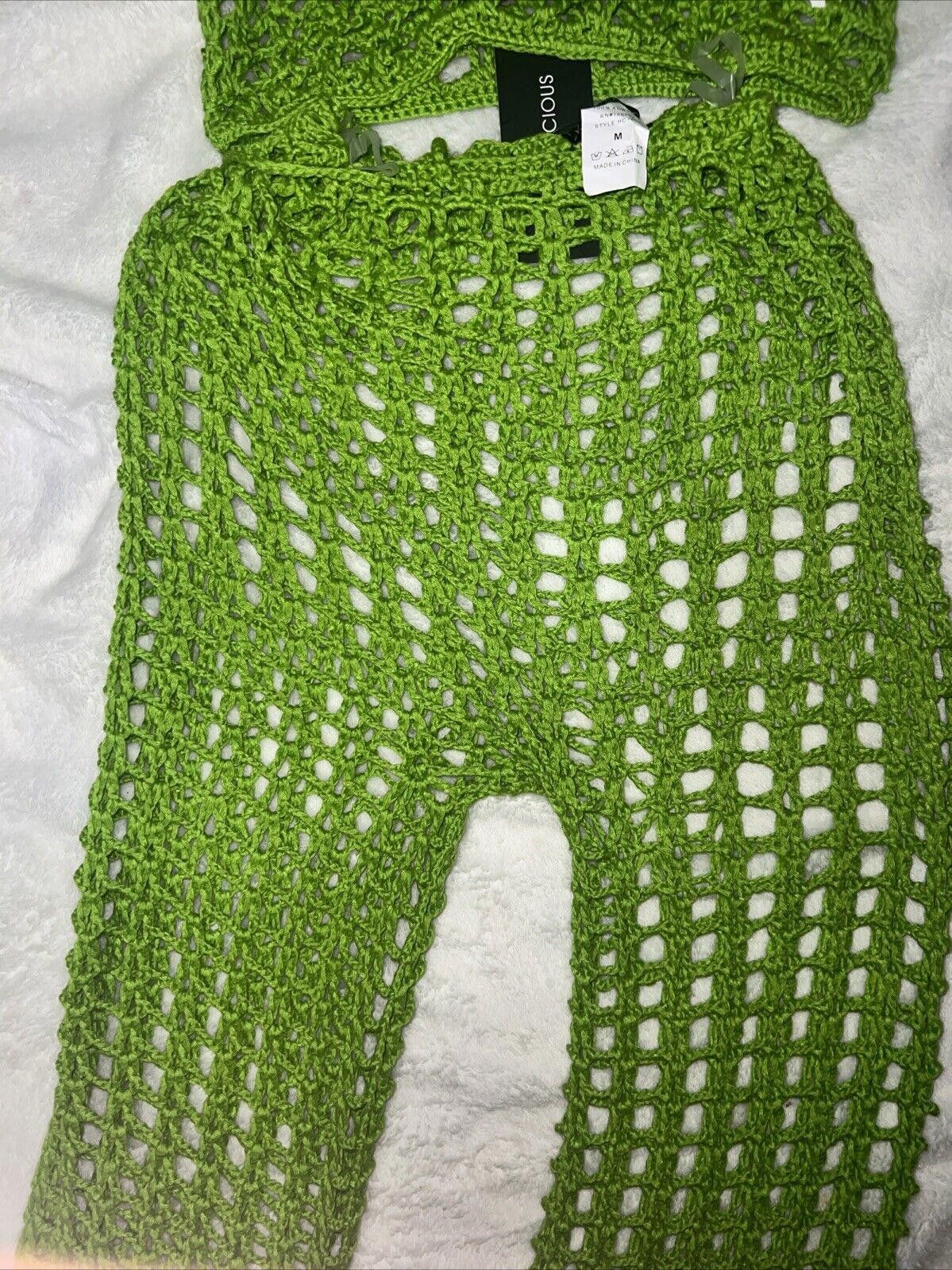 Designer Med Dolls Kill Sage Desert Dancing Crochet Pants Set NWT Size ONE SIZE - 4 Thumbnail
