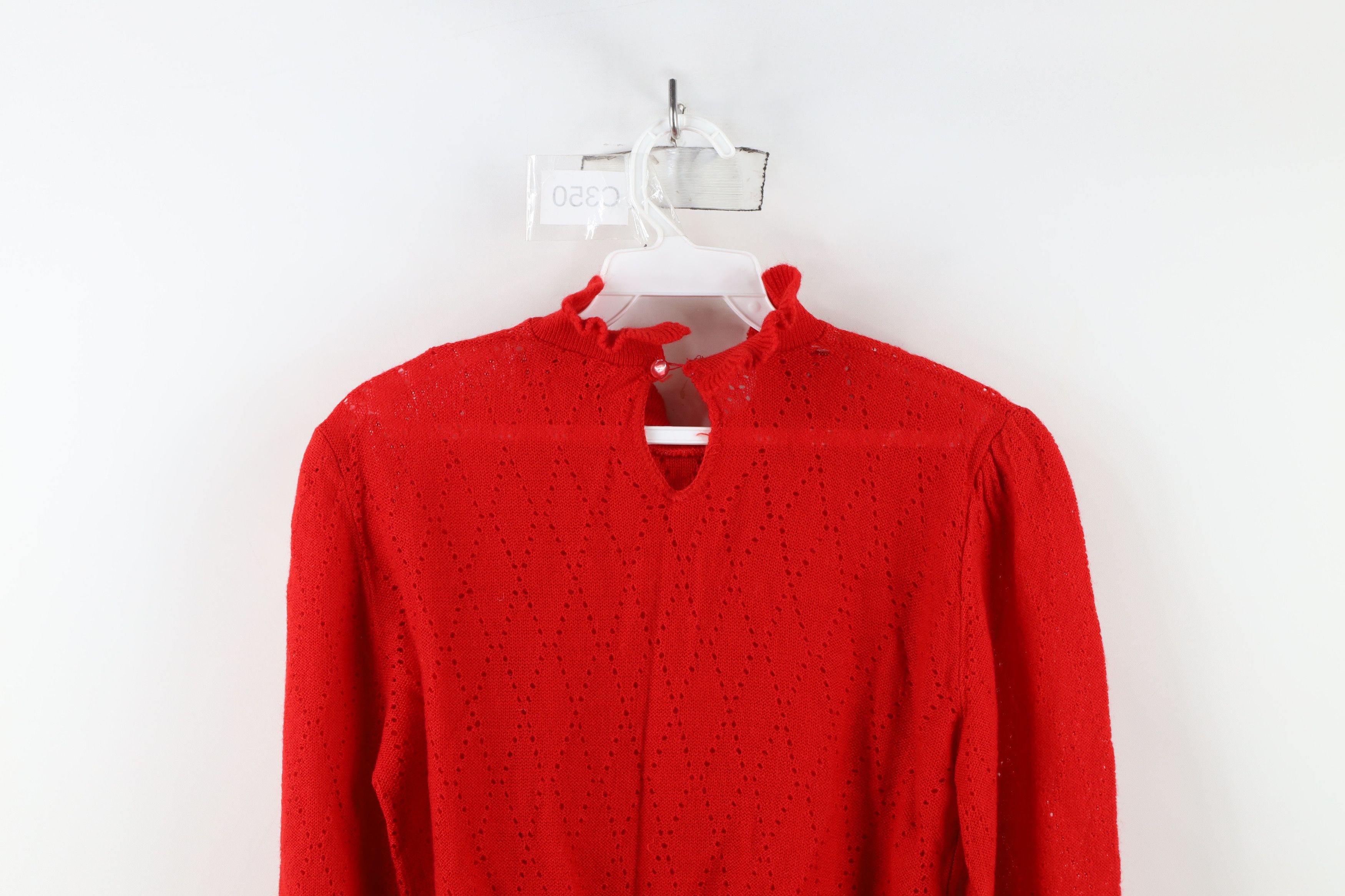 Vintage Vintage 70s Streetwear Distressed Knit Frill Collar Sweater Size L / US 10 / IT 46 - 12 Thumbnail
