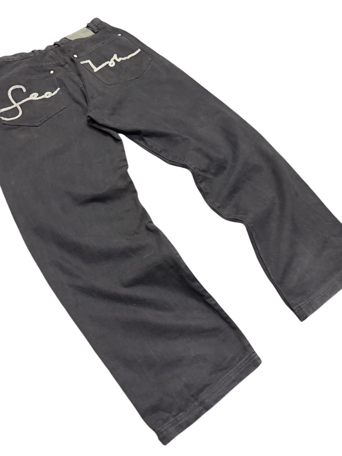 Sean John Vintage Sean Jean Super Black Baggy Denim Embroidered Size US 34 / EU 50 - 7 Thumbnail