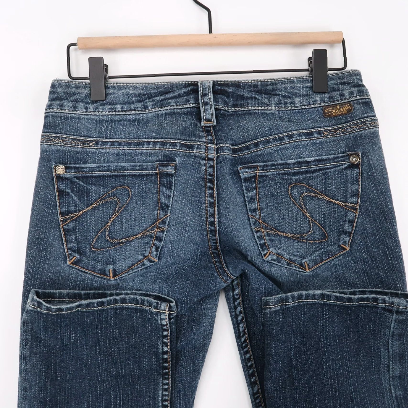 Silver Jeans Co. Silver Jeans Capri Cropped Jeans Womens 26 Blue Medium Wash Denim Stretch Pockets Rise Low 26x25.5, Regular Size 26" / US 2 / IT 38 - 4 Thumbnail